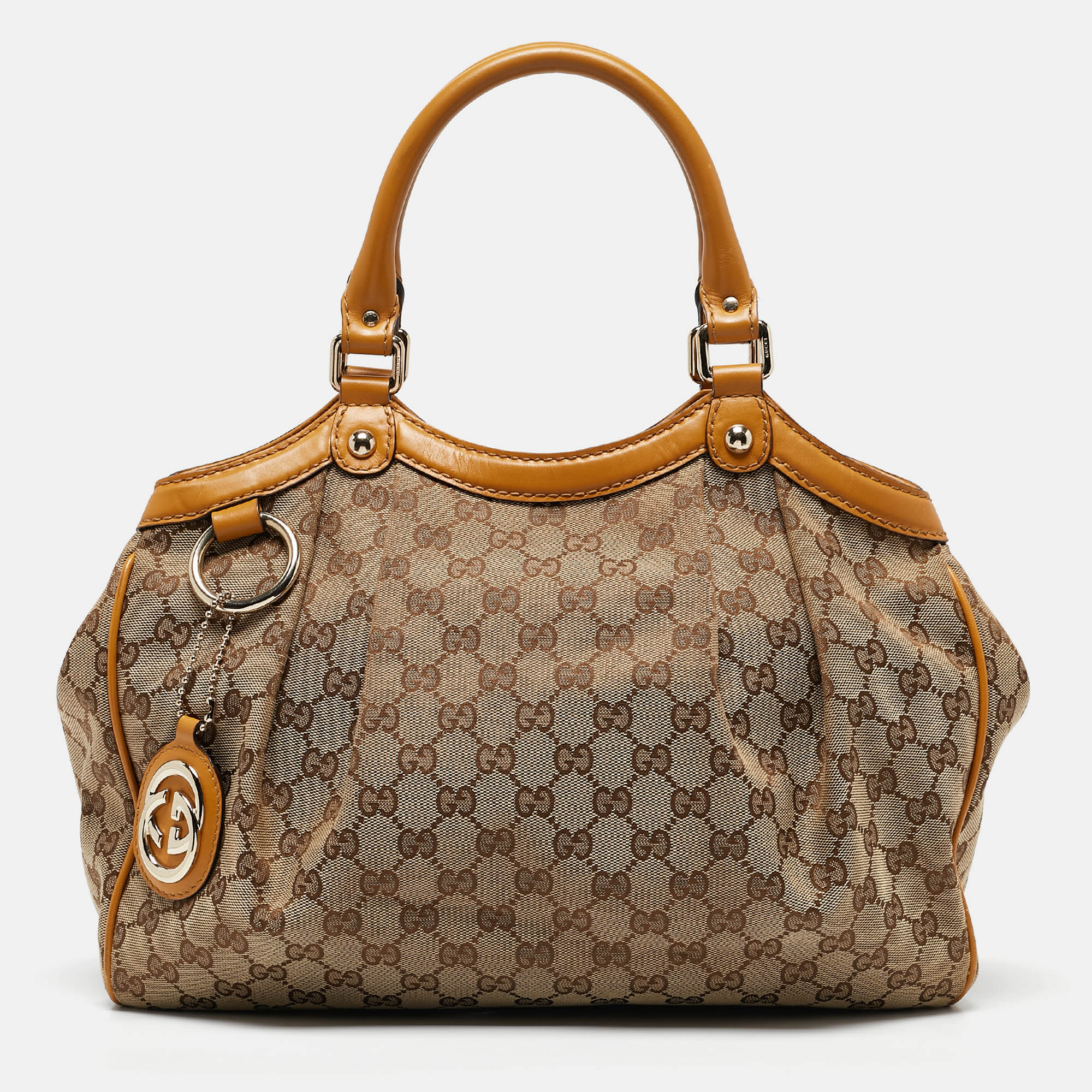 

Gucci Beige/Yellow GG Canvas and Leather Medium Sukey Tote