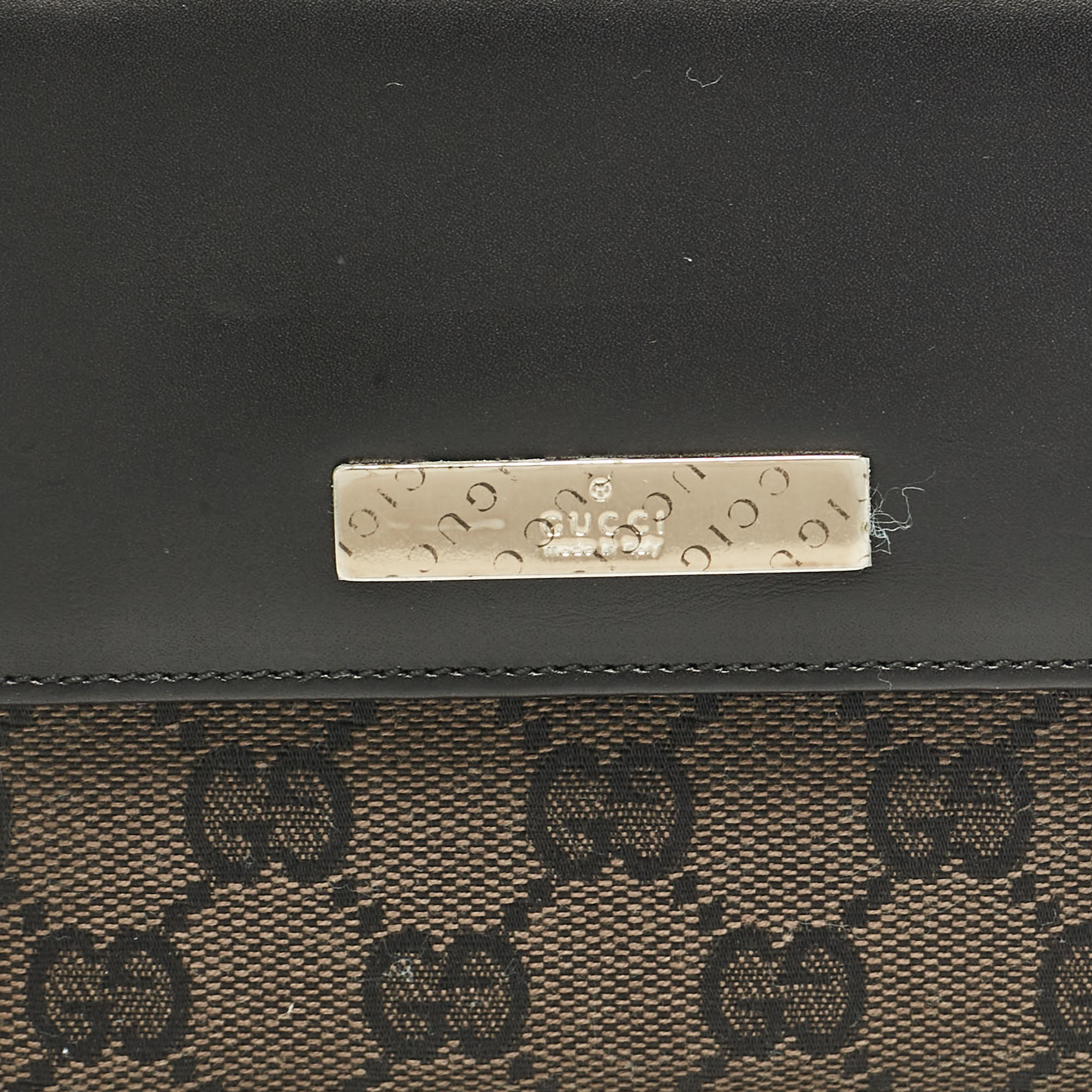 Gucci Black GG Canvas and Leather French Compact Wallet 