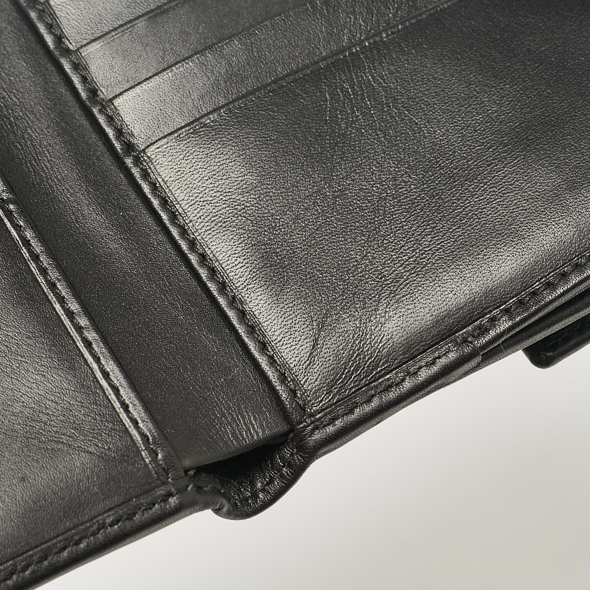 Gucci Black GG Canvas and Leather French Compact Wallet 