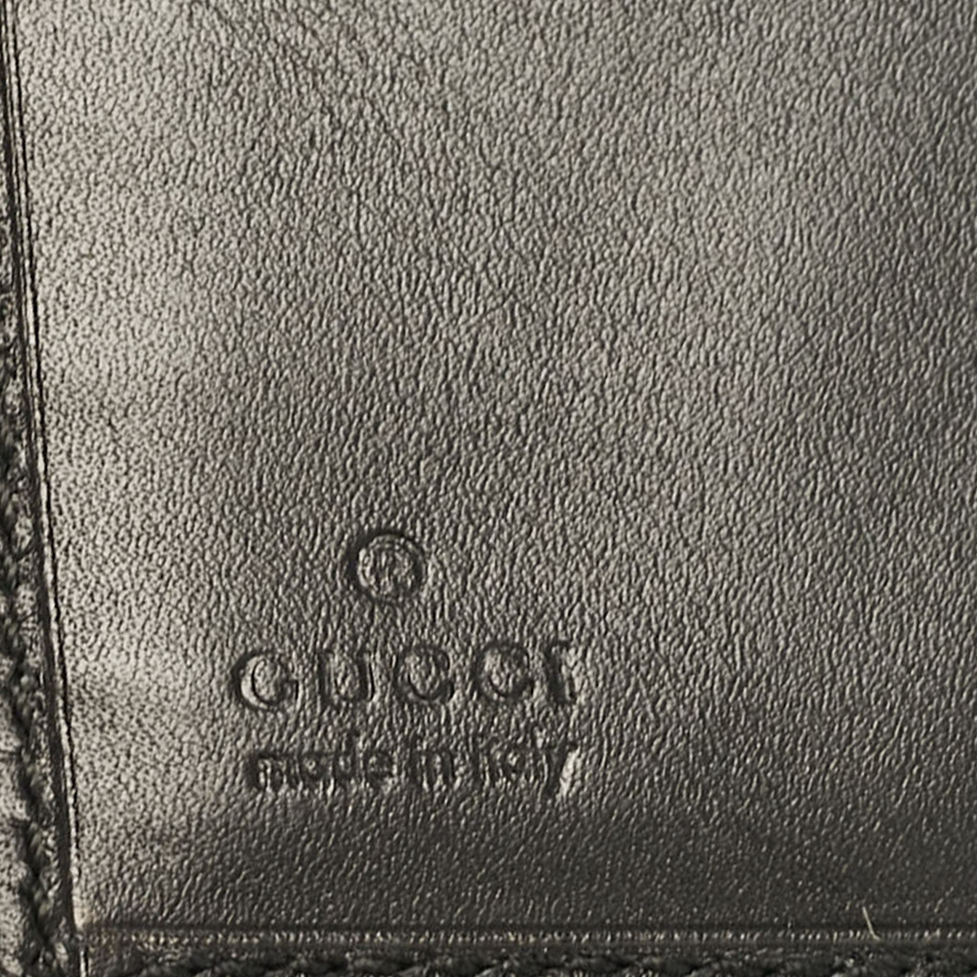 Gucci Black GG Canvas and Leather French Compact Wallet 