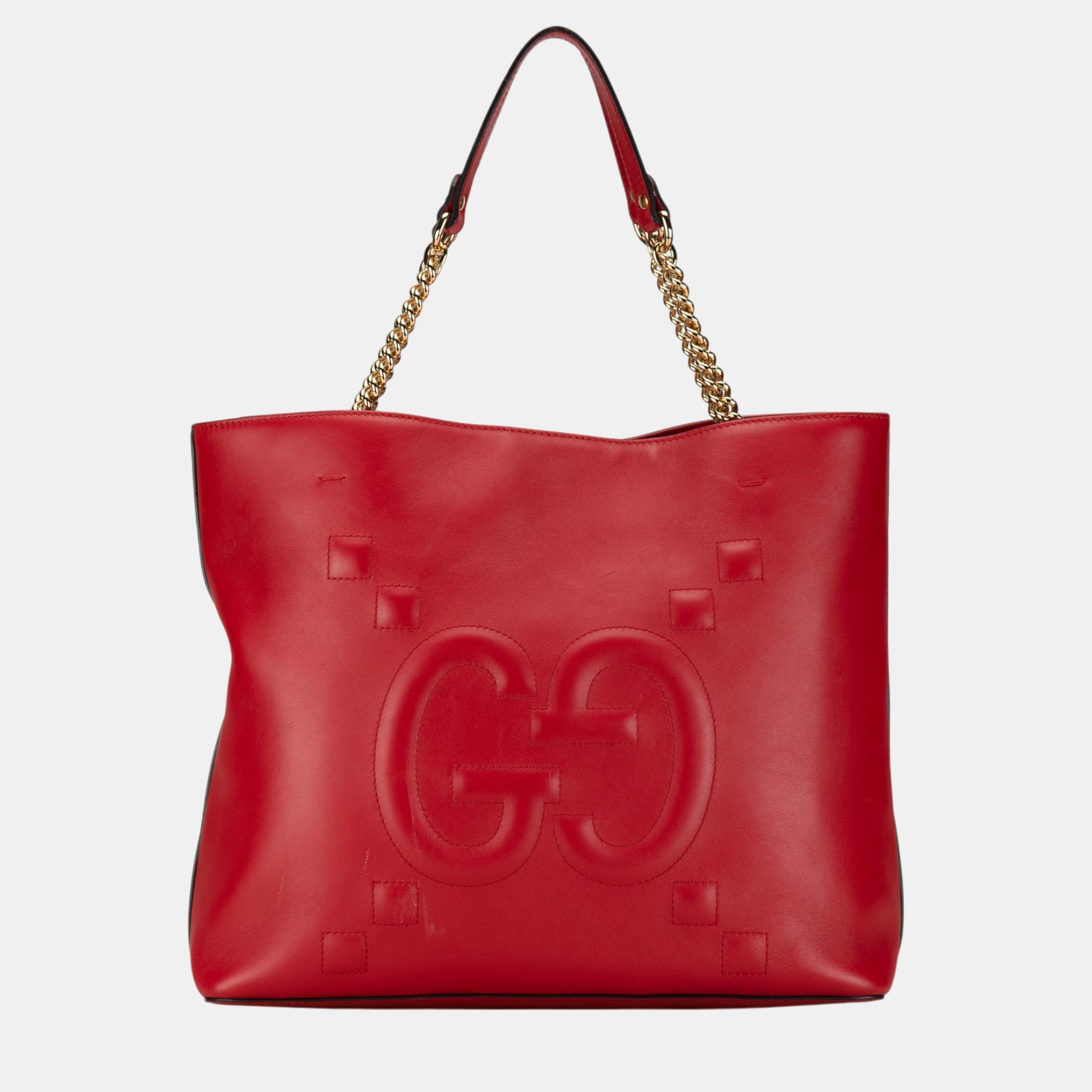 

Gucci Red Apollo Leather Tote