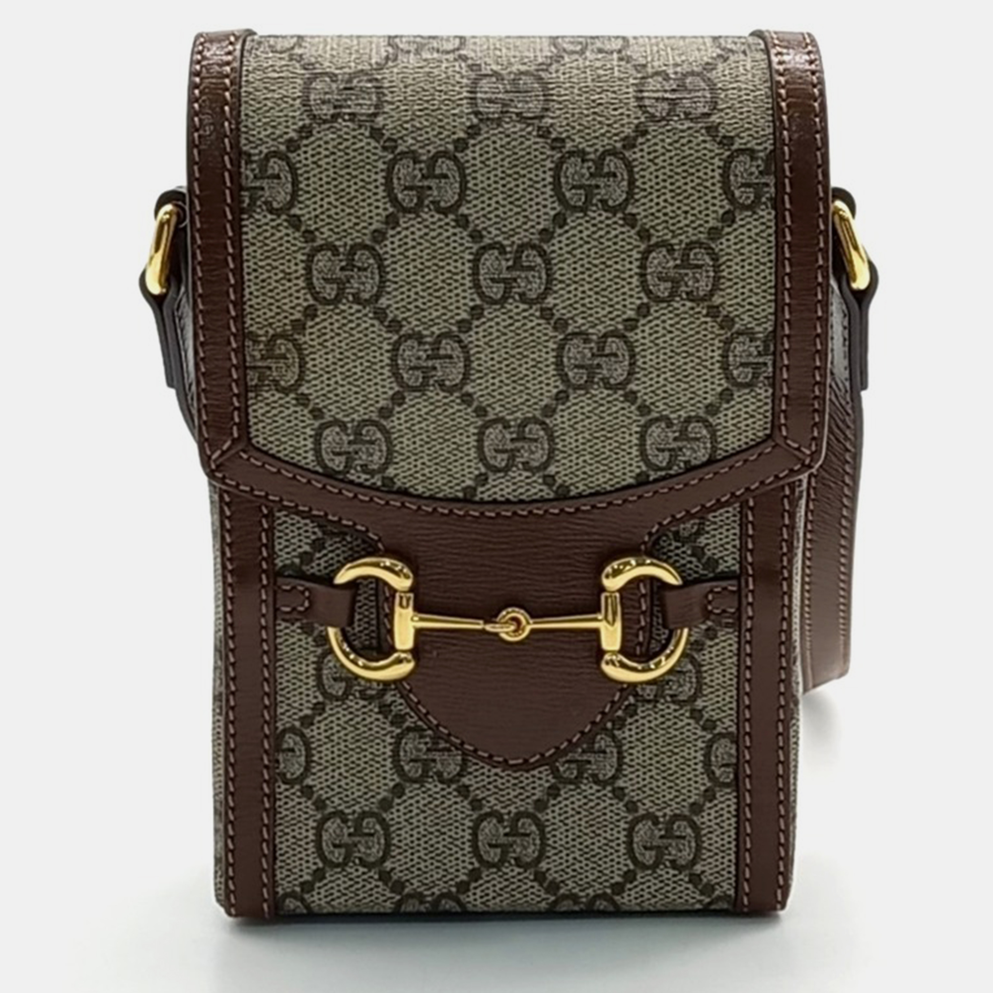 

Gucci Beige Brown PVC Horsebit 1955 Mini Bag