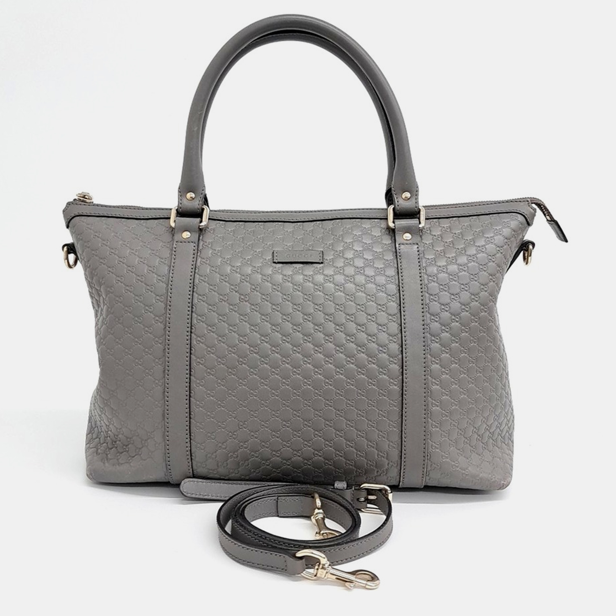 

Gucci Grey Leather Micro Cima Line Tote Bag