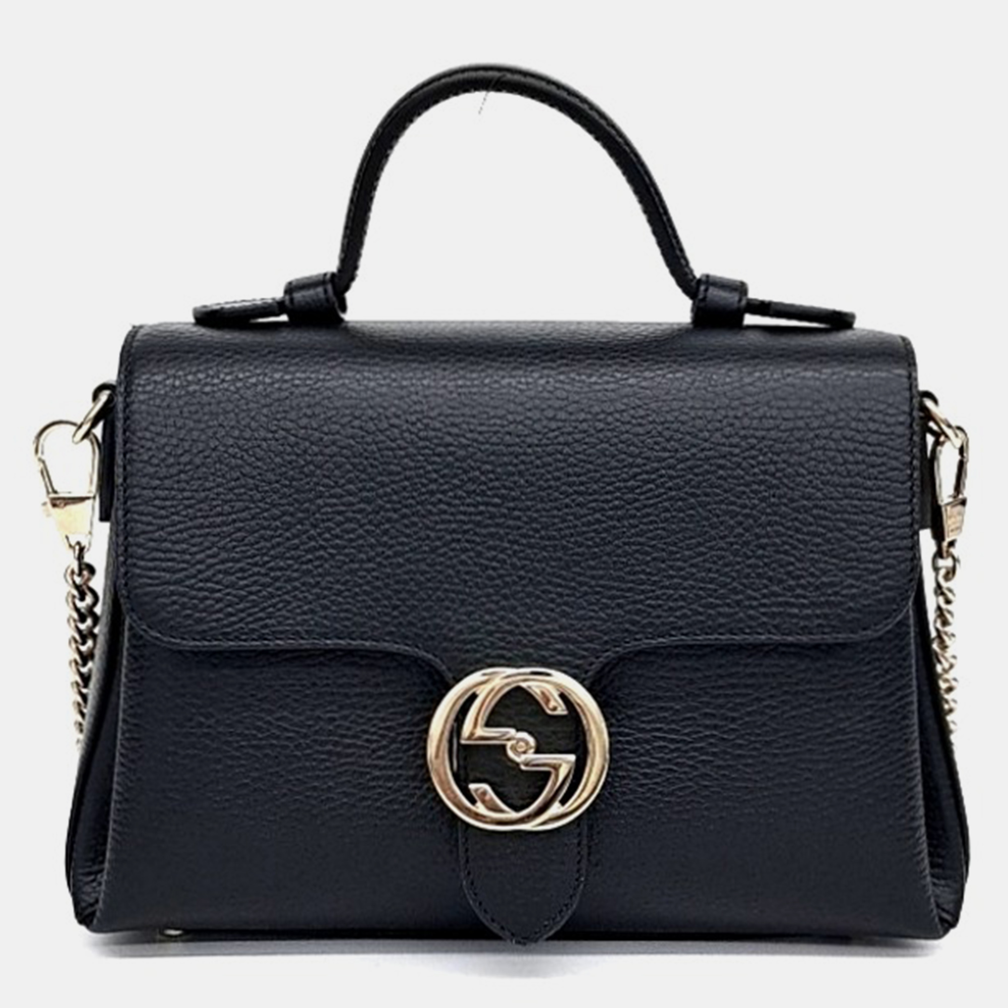 

Gucci Black Leather Interlocking Top Handle Tote Bag