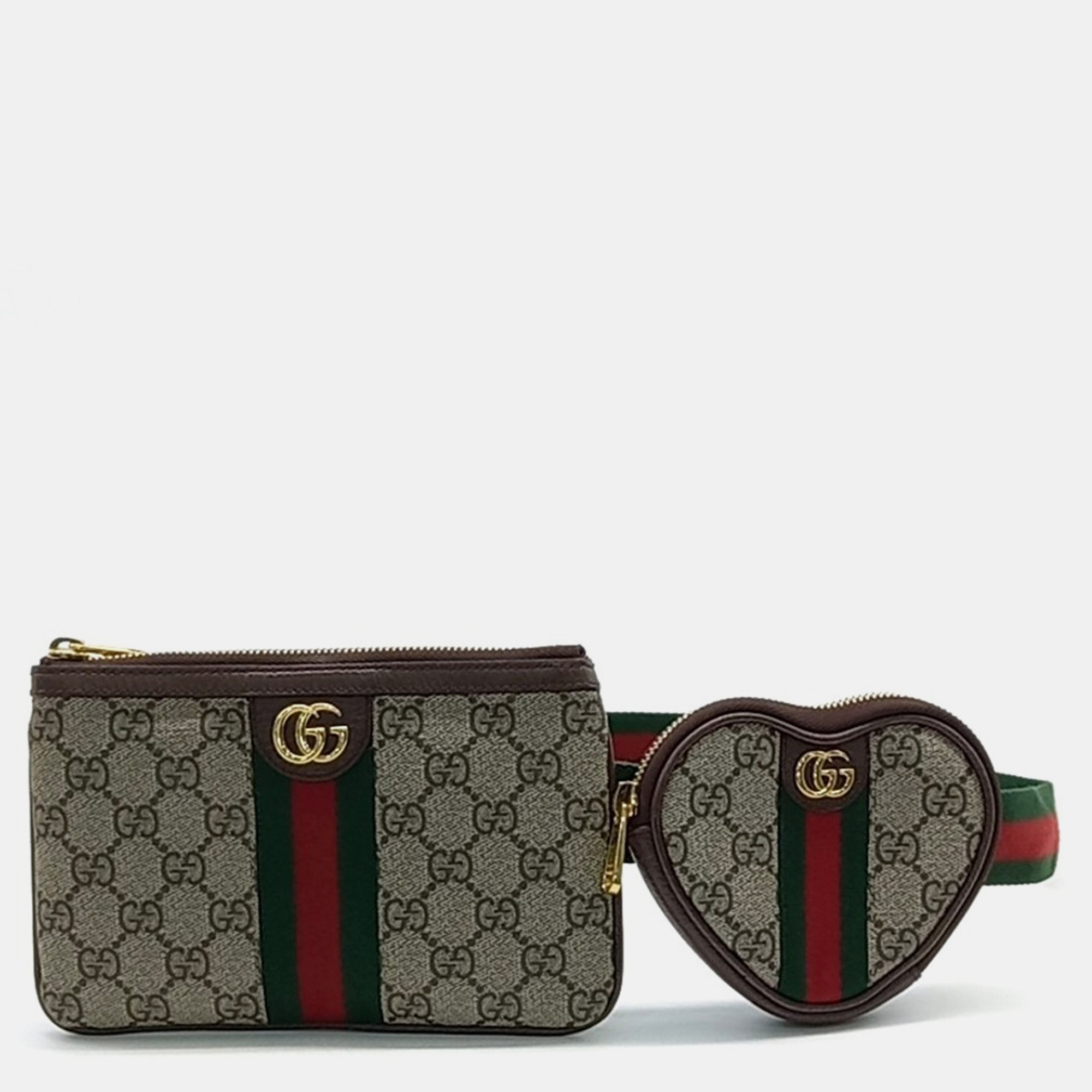 

Gucci Beige Coated Canvas Ophidia Heart Utility Belt Bag