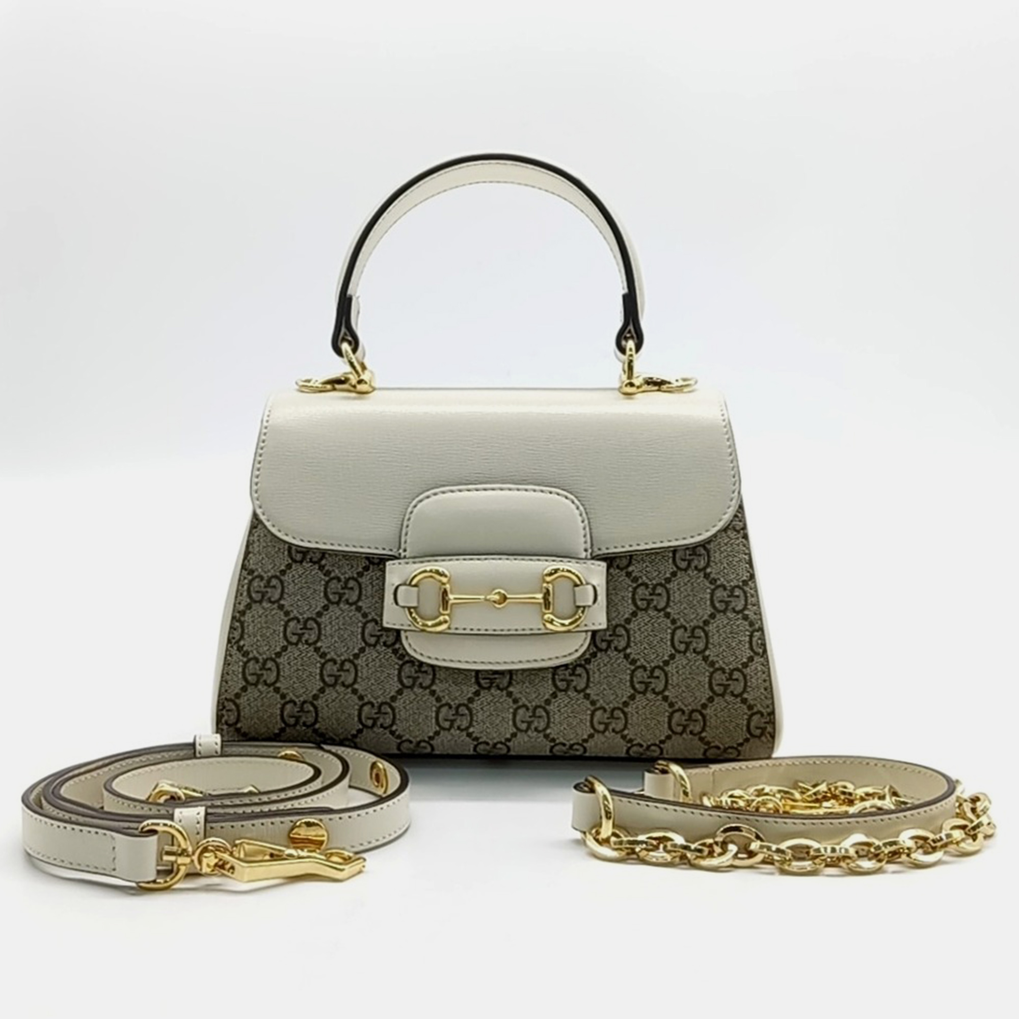 

Gucci Beige Cream Canvas and Leather Horsebit 1955 Mini Bag