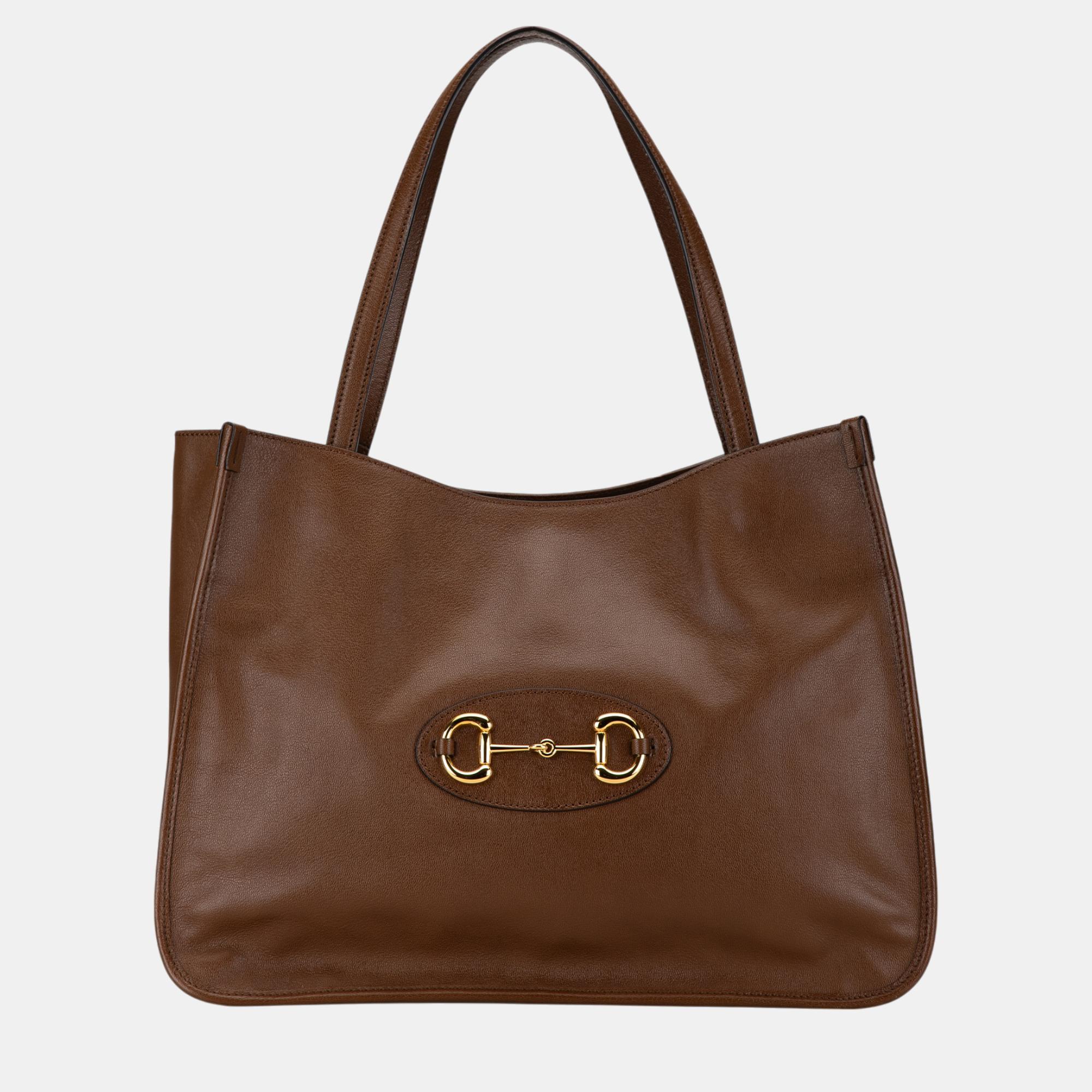 

Gucci Brown Medium Leather Horsebit 1955 Tote