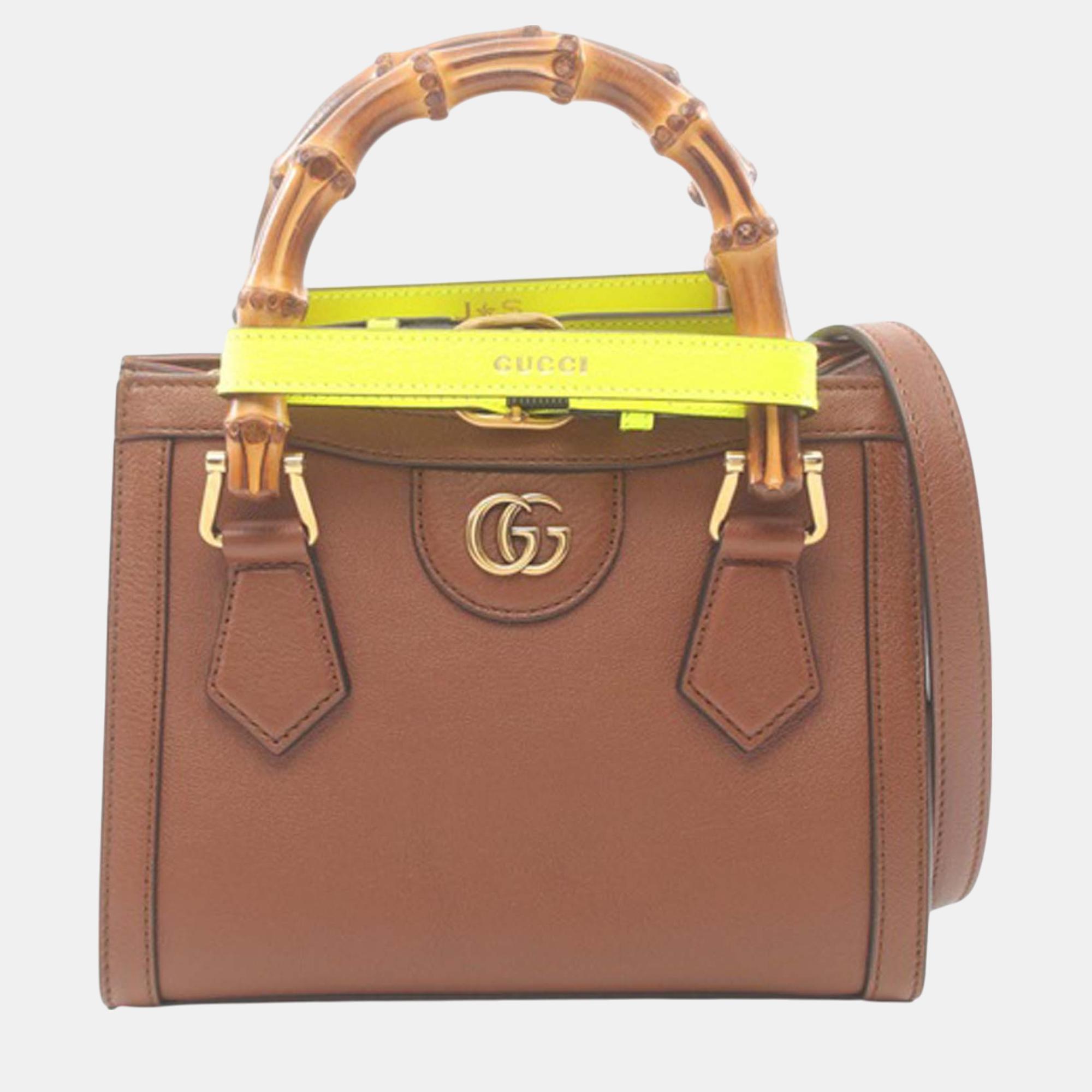 

Gucci Brown Mini Calfskin Bamboo Diana Satchel