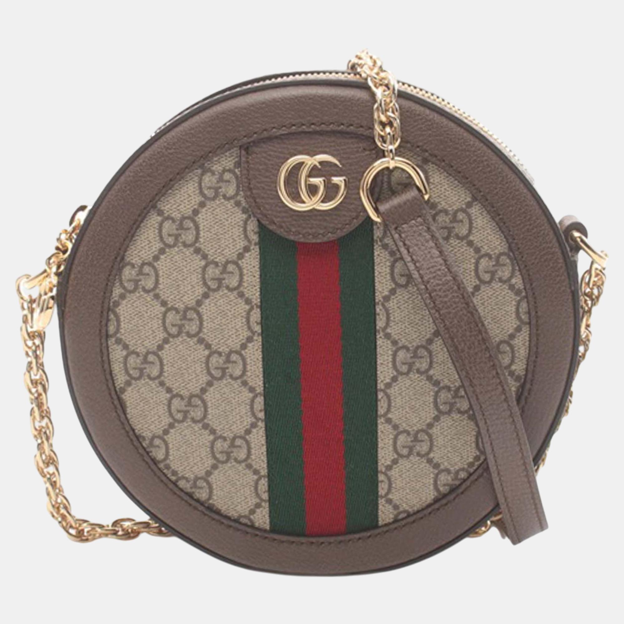 

Gucci Beige/Brown Mini GG Supreme Round Ophidia Crossbody