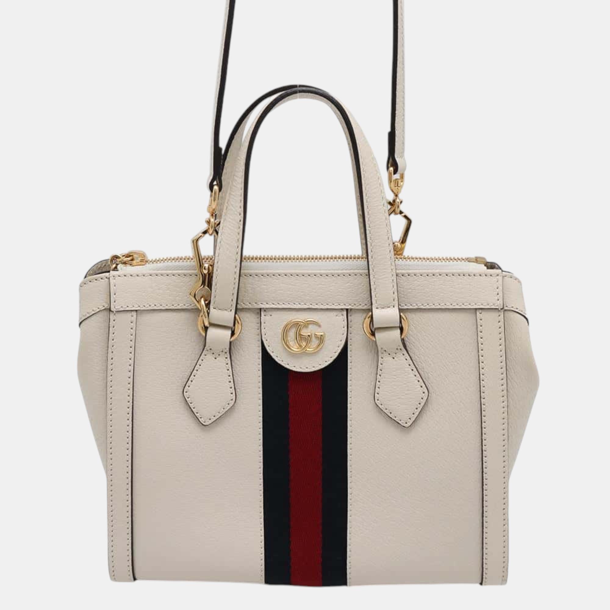 

Gucci White Leather Ophidia Gg small Tote Bag