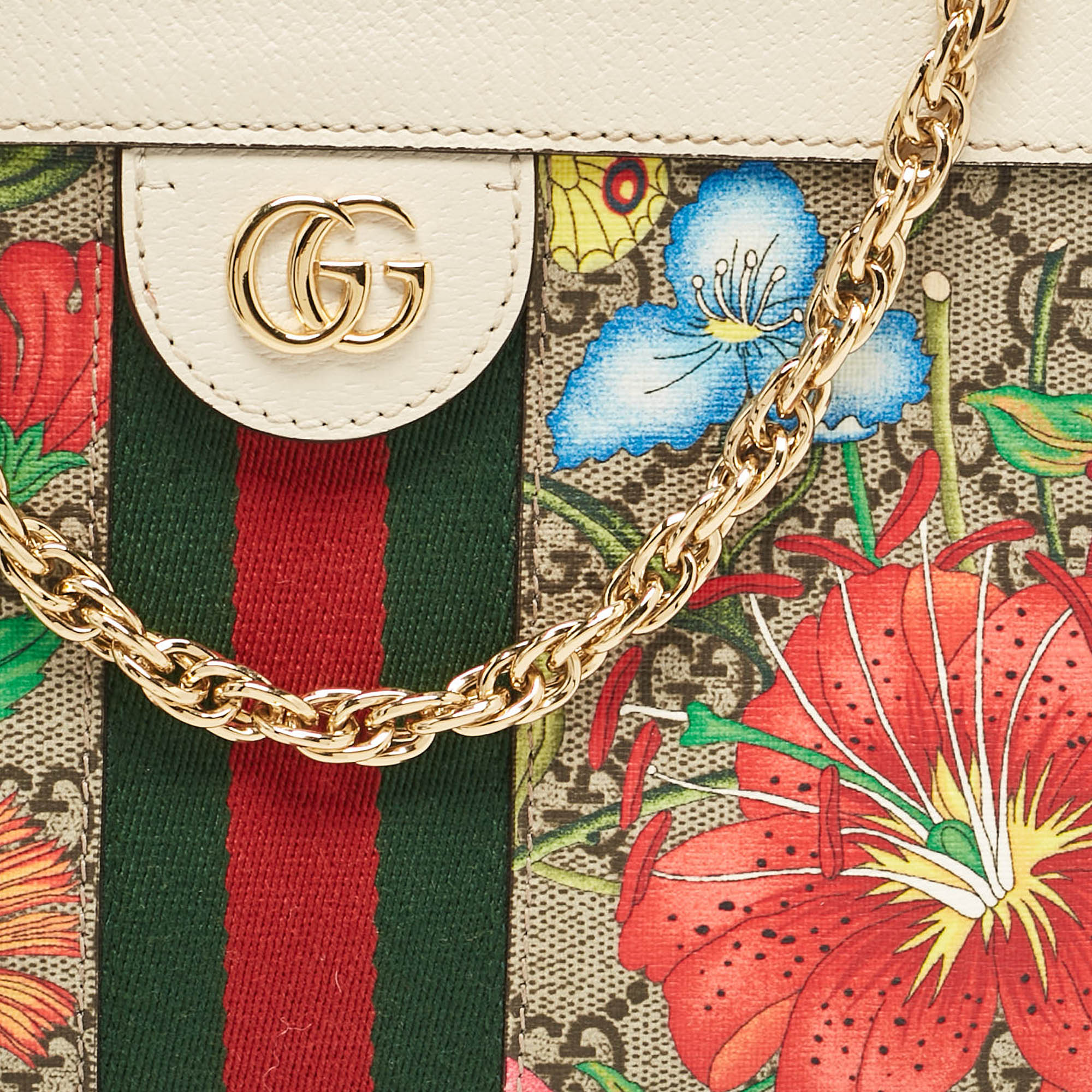Gucci Multicolor Flora GG Supreme Canvas Small Ophidia Shoulder Bag 