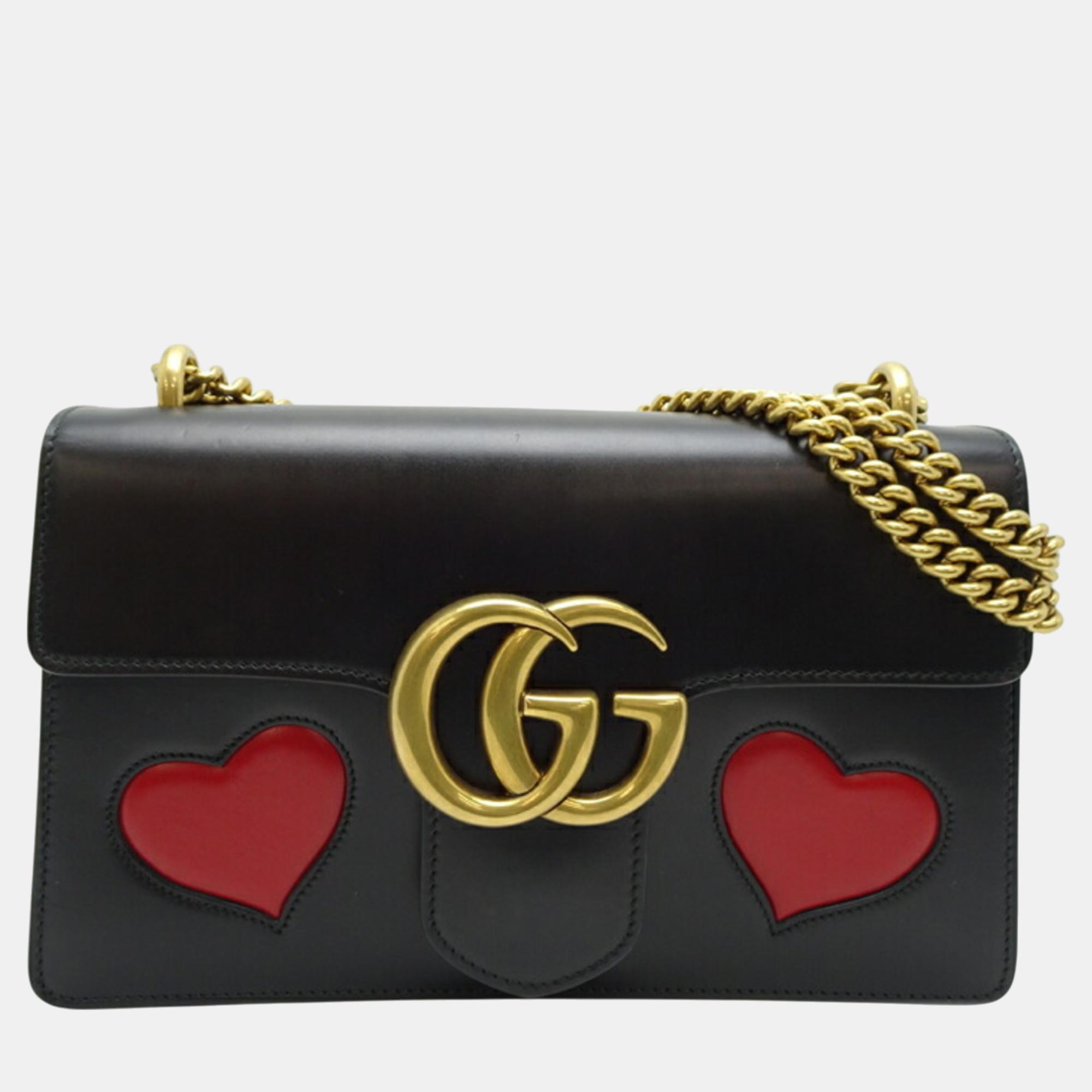 

Gucci Leather Black Gg Marmont Chain Shoulder Bag