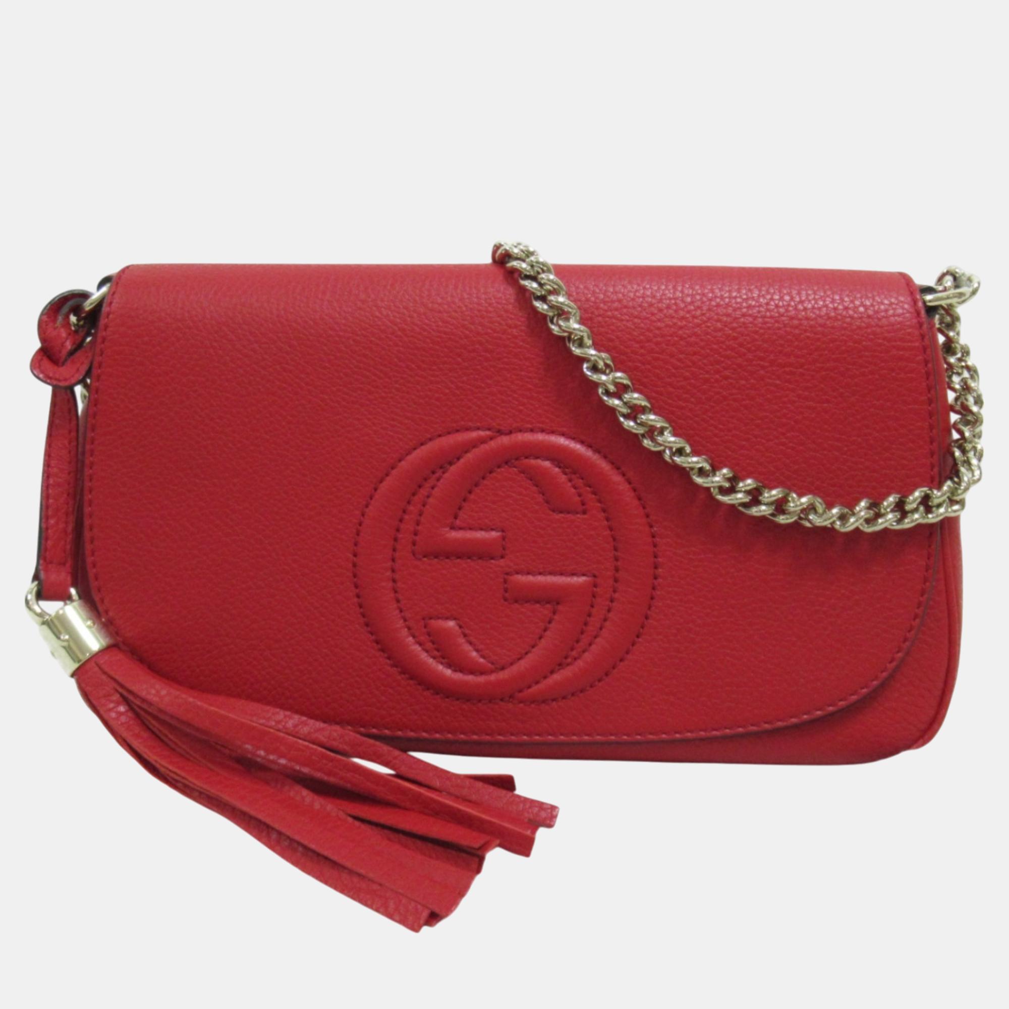 

Gucci Leather Red Soho Chain Shoulder Bag