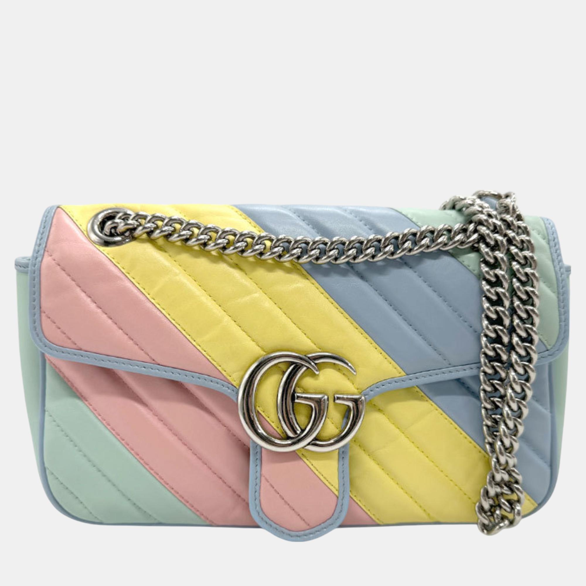 

Gucci Leather Multicolor Silver Gg Marmont Shoulder Bag