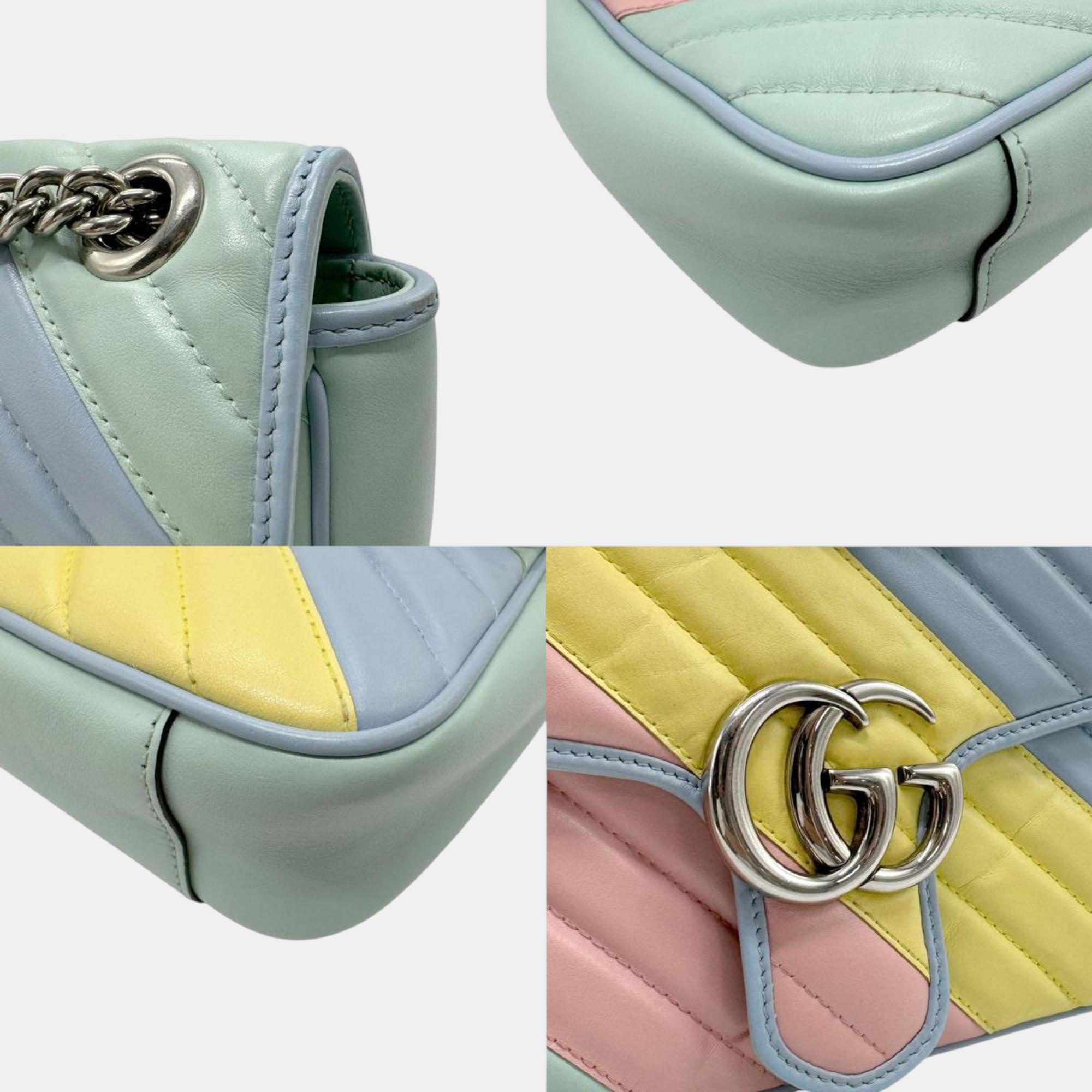 Gucci Leather Multicolor Silver Gg Marmont Shoulder Bag 