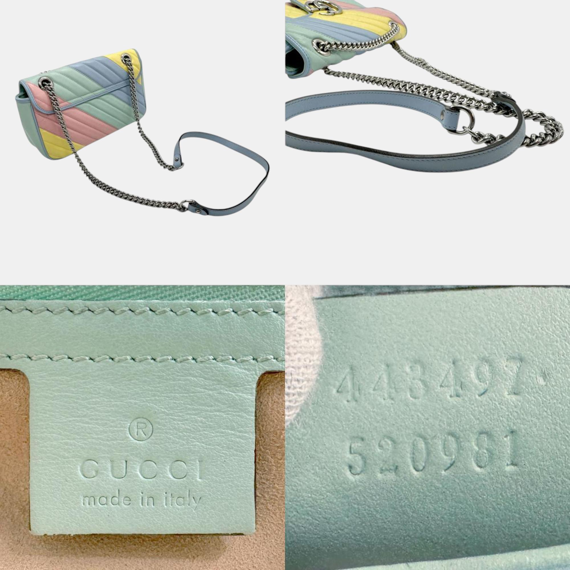 Gucci Leather Multicolor Silver Gg Marmont Shoulder Bag 