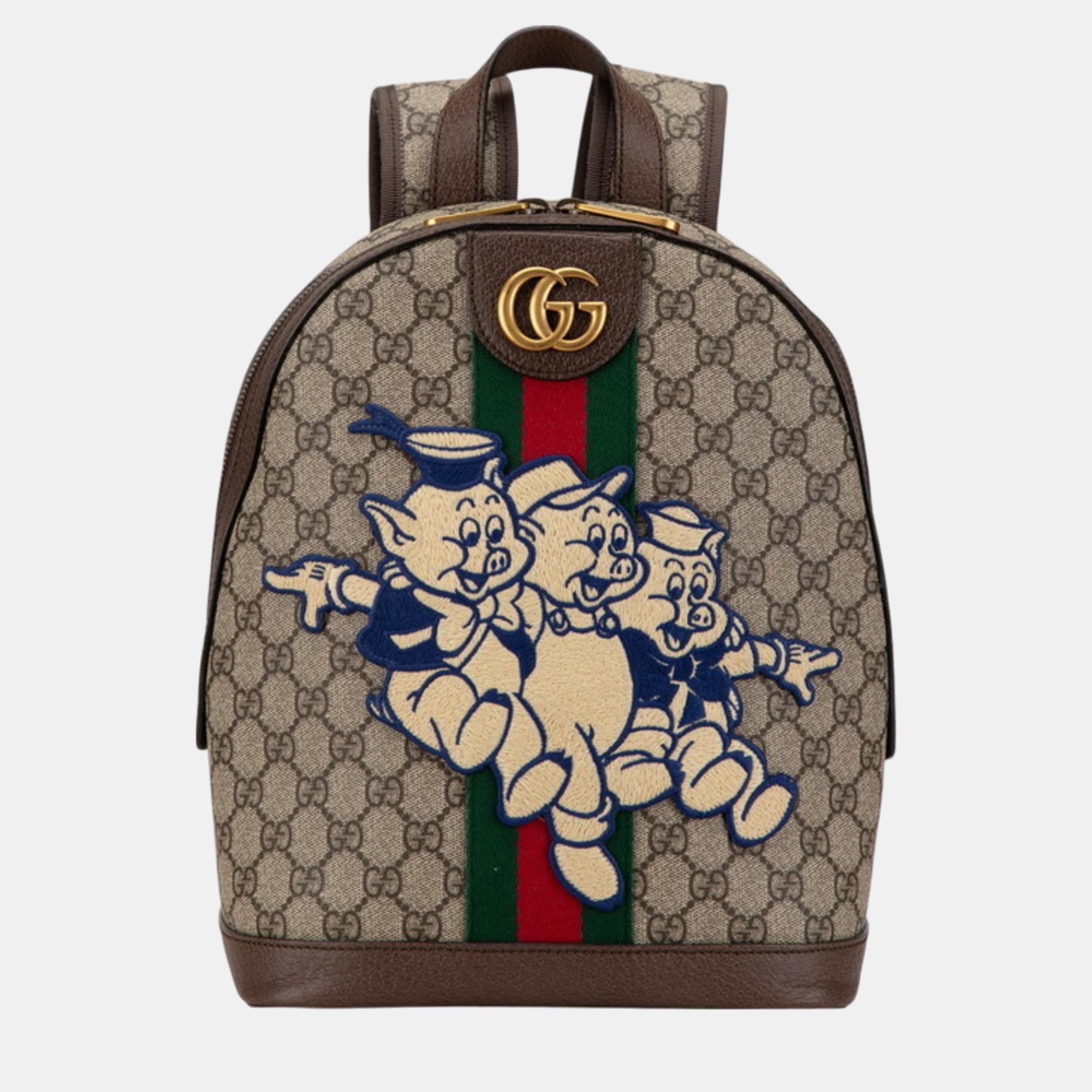 

Gucci Beige Multicolor Pvc Leather Gg Supreme The Three Little Pigs Backpack