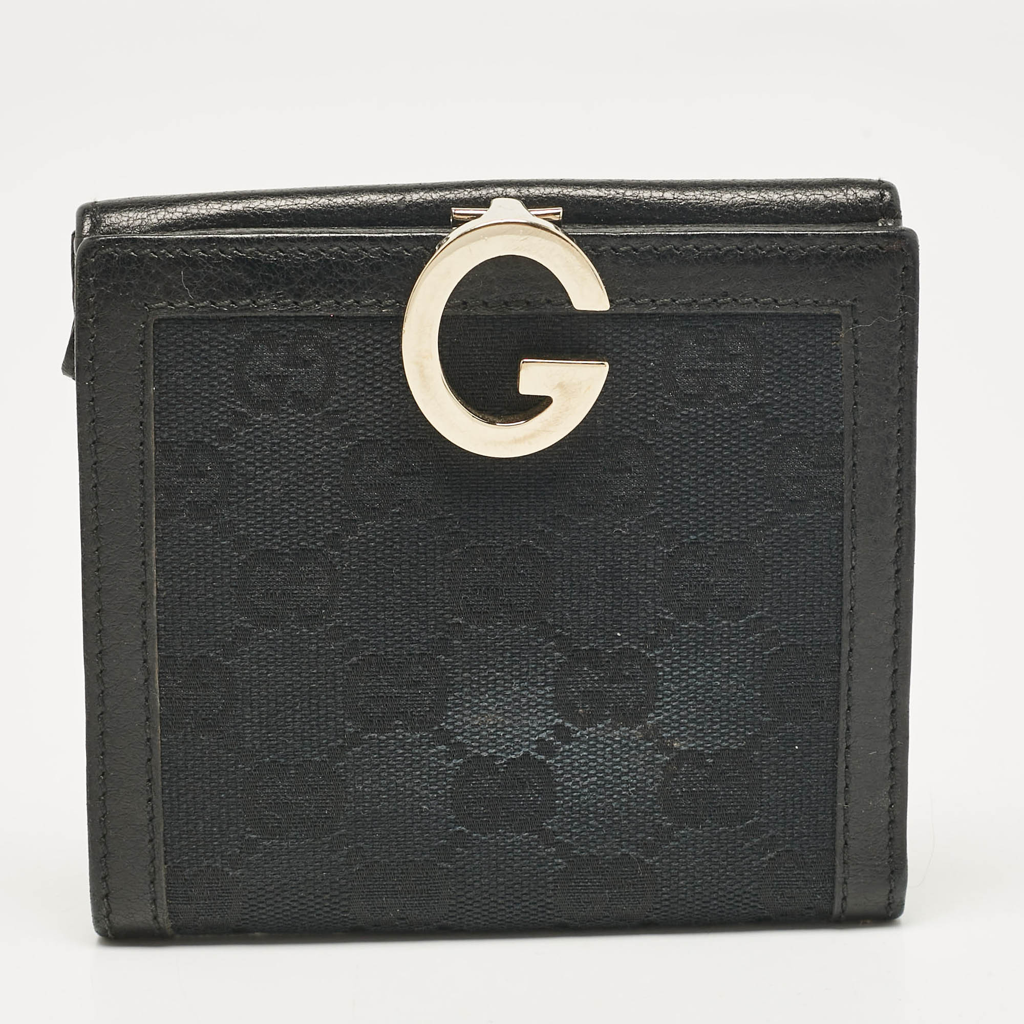 

Gucci Black GG Canvas and Leather Charlotte French Wallet