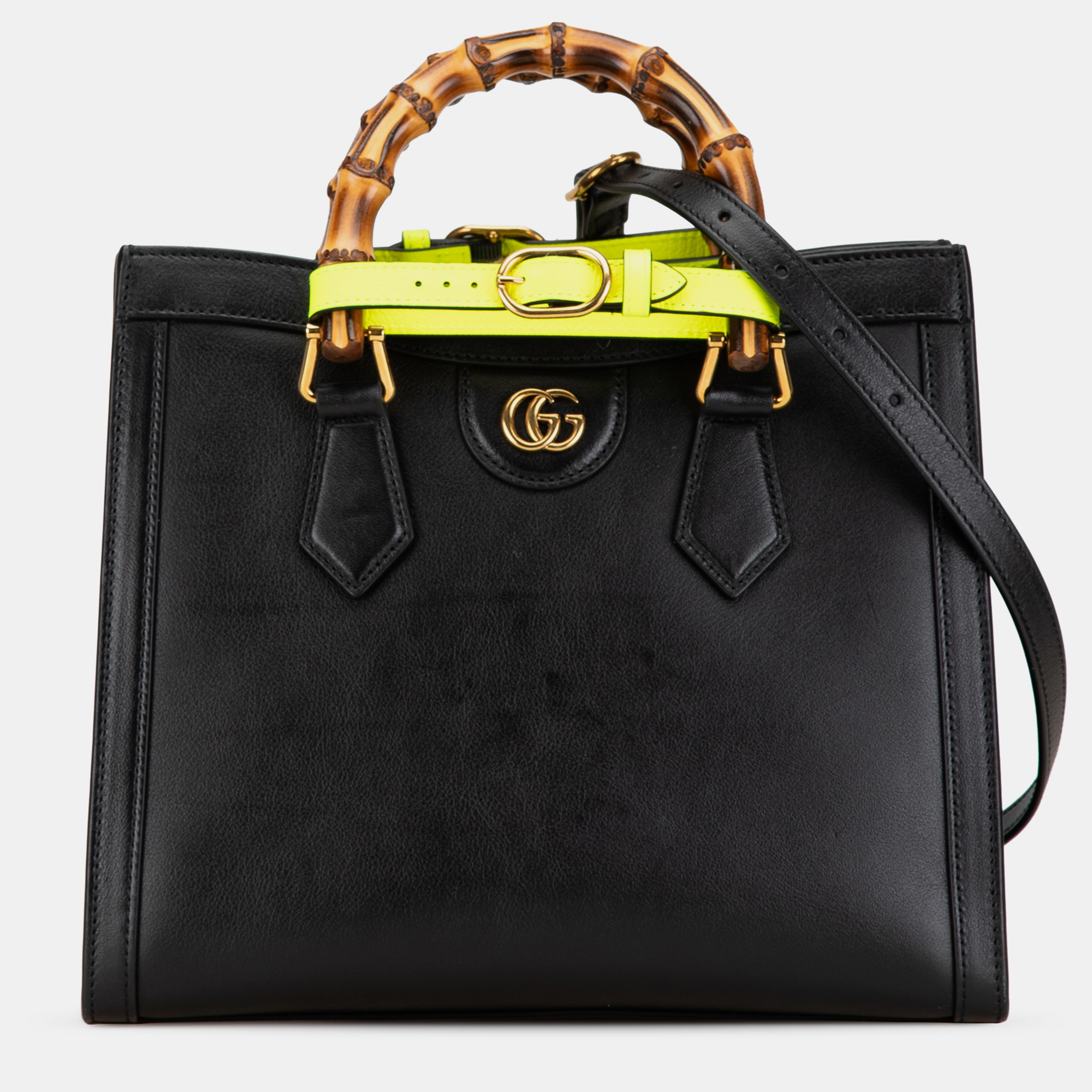 

Gucci Small Leather Bamboo Diana Satchel, Black