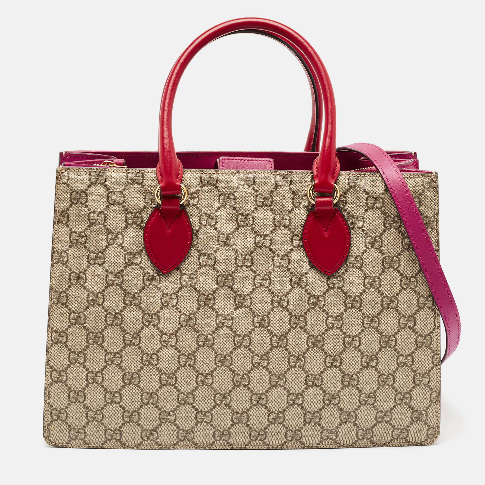 

Gucci Tricolor GG Supreme Canvas and Leather Top Handle Bag, Multicolor