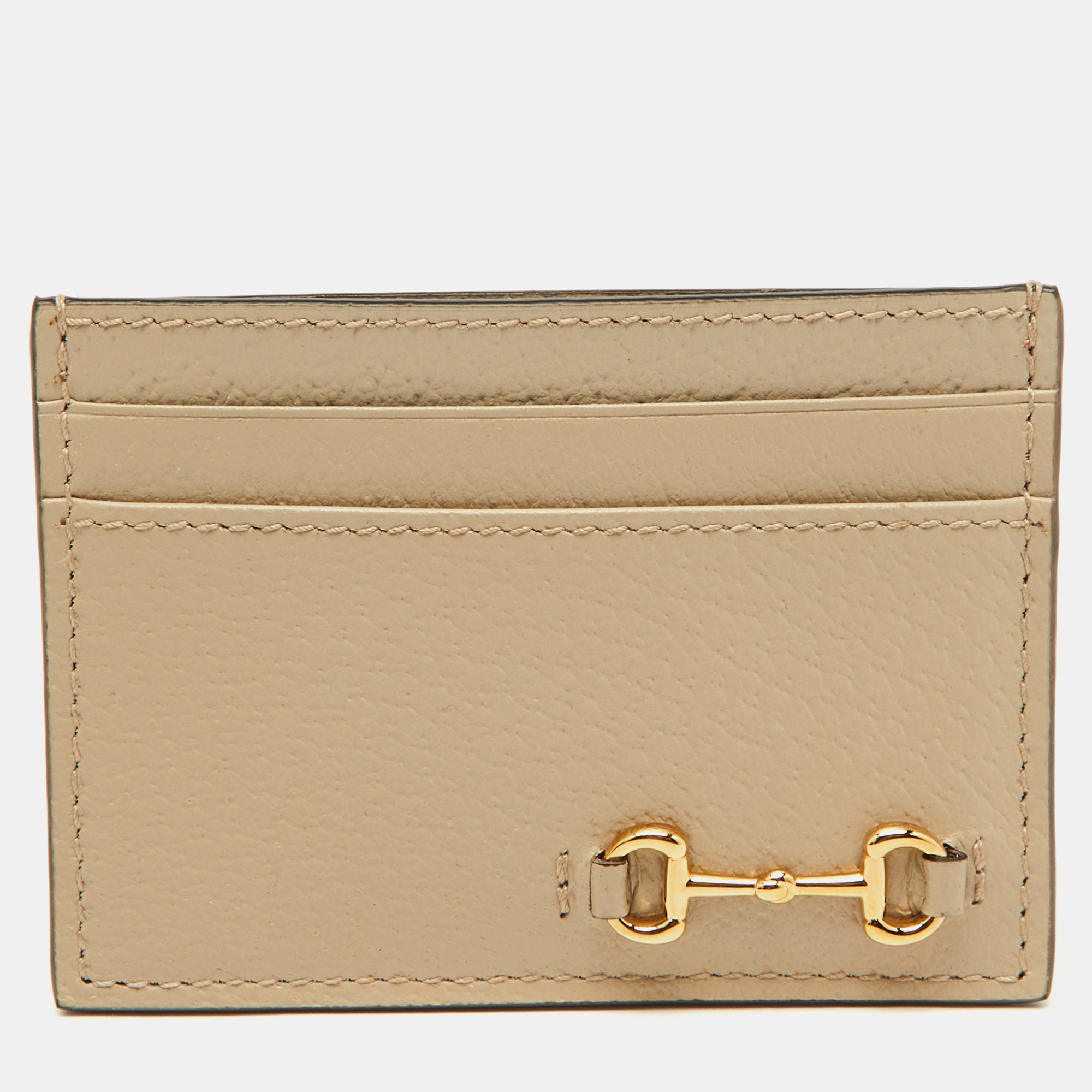 

Gucci Light Beige Leather Horsebit Card Holder