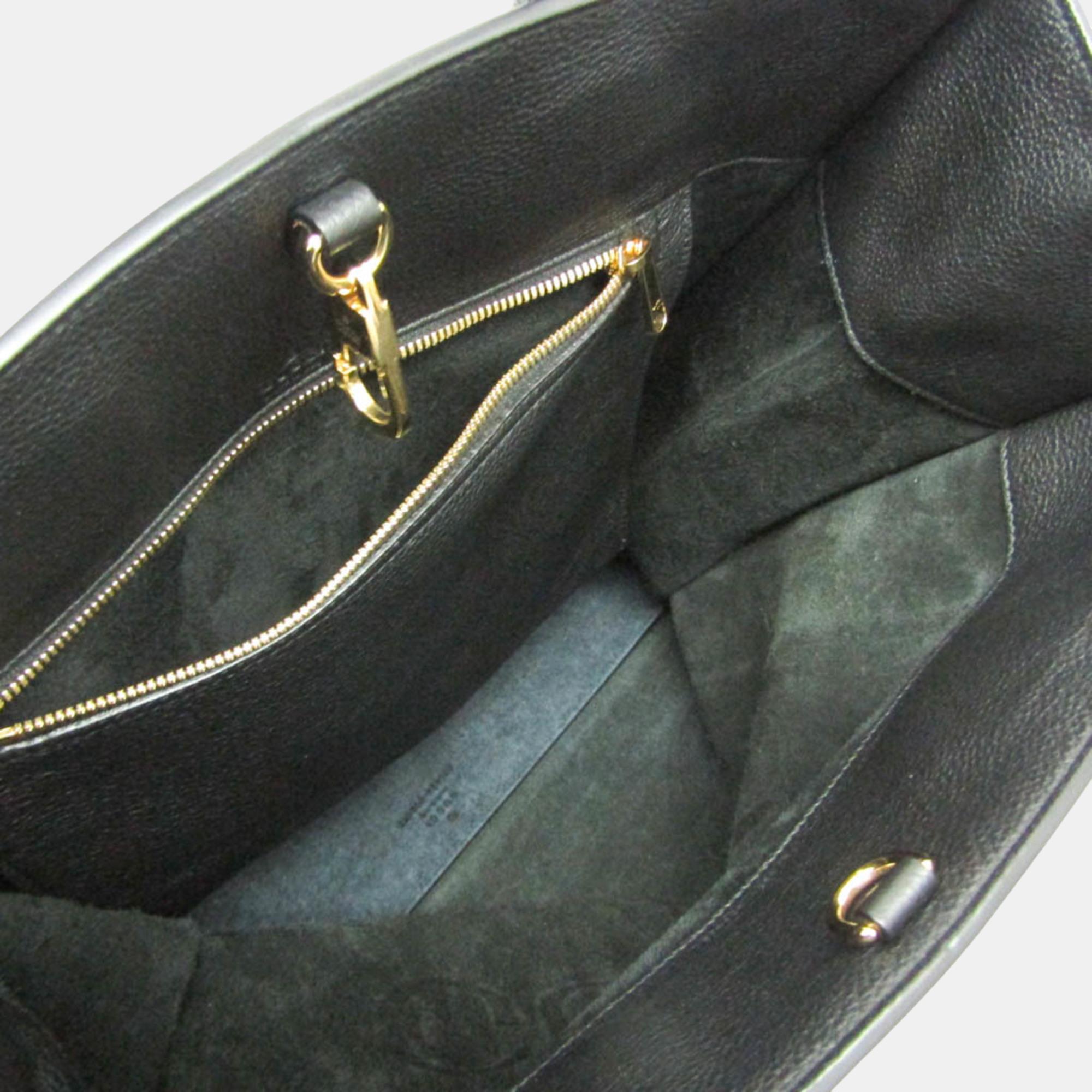 Gucci Black Logo Medium Leather Tote Bag 