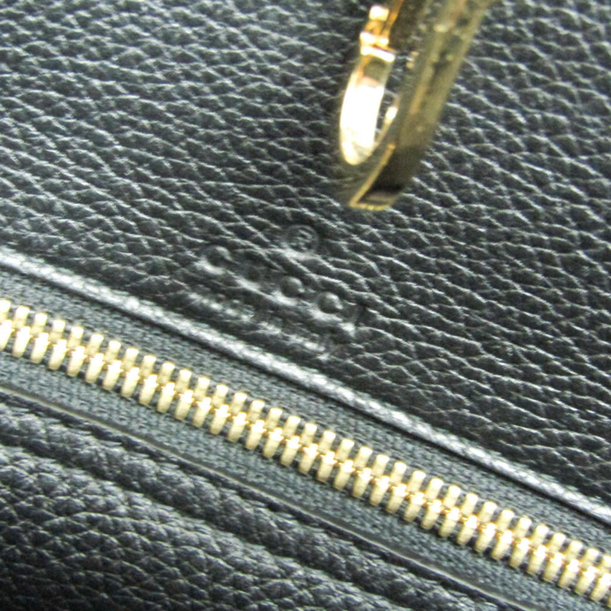 Gucci Black Logo Medium Leather Tote Bag 