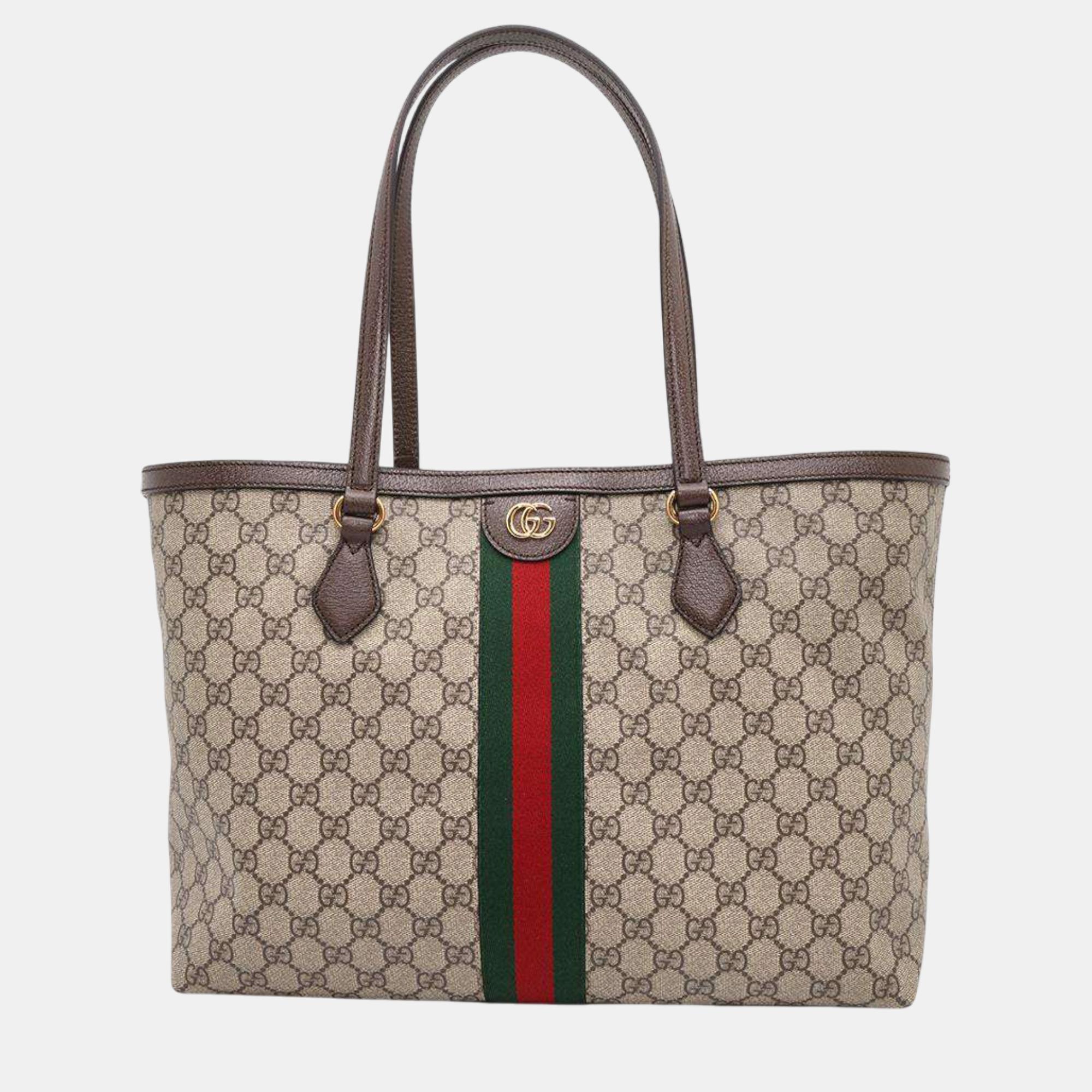 

Gucci Beige/Brown Gg Supremecanvas/Leather Ophidia Tote Bag