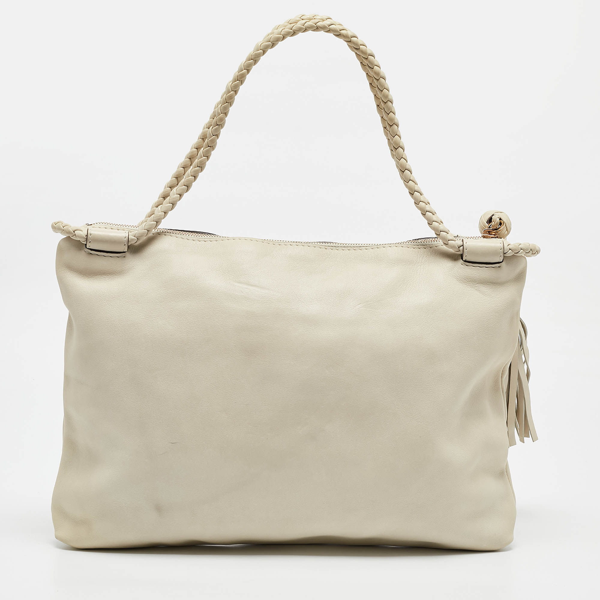 Gucci Off White Leather Medium Handmade Shoulder Bag 