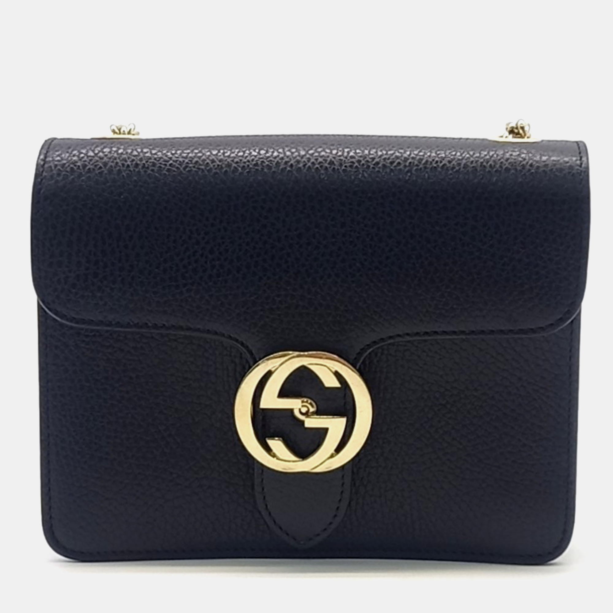 

Gucci Black Leather Interlocking GG Crossbody Bag