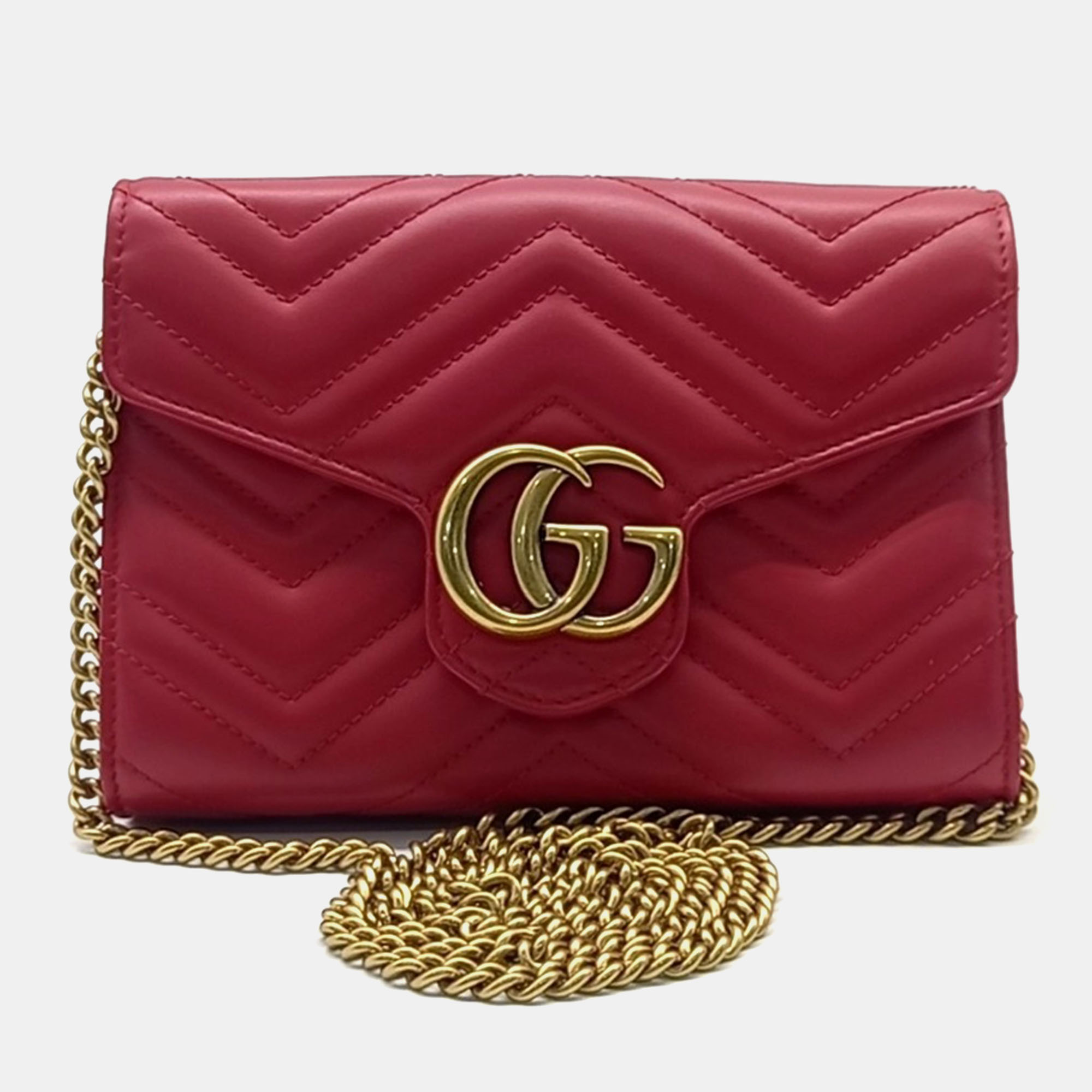 

Gucci Red Leather Marmont Matrace Crossbody Bag