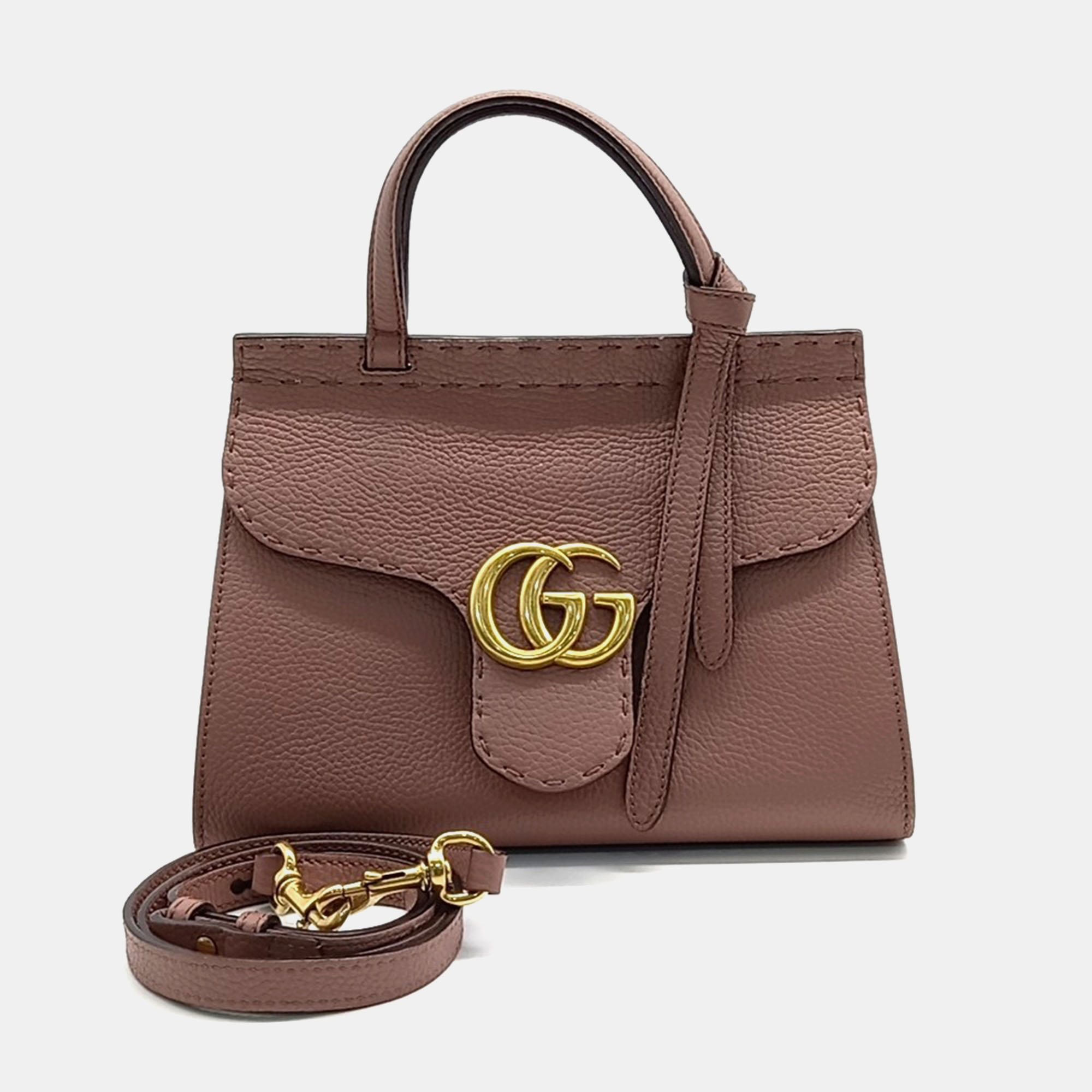 

Gucci Brown Leather GG Marmont mini tote bag