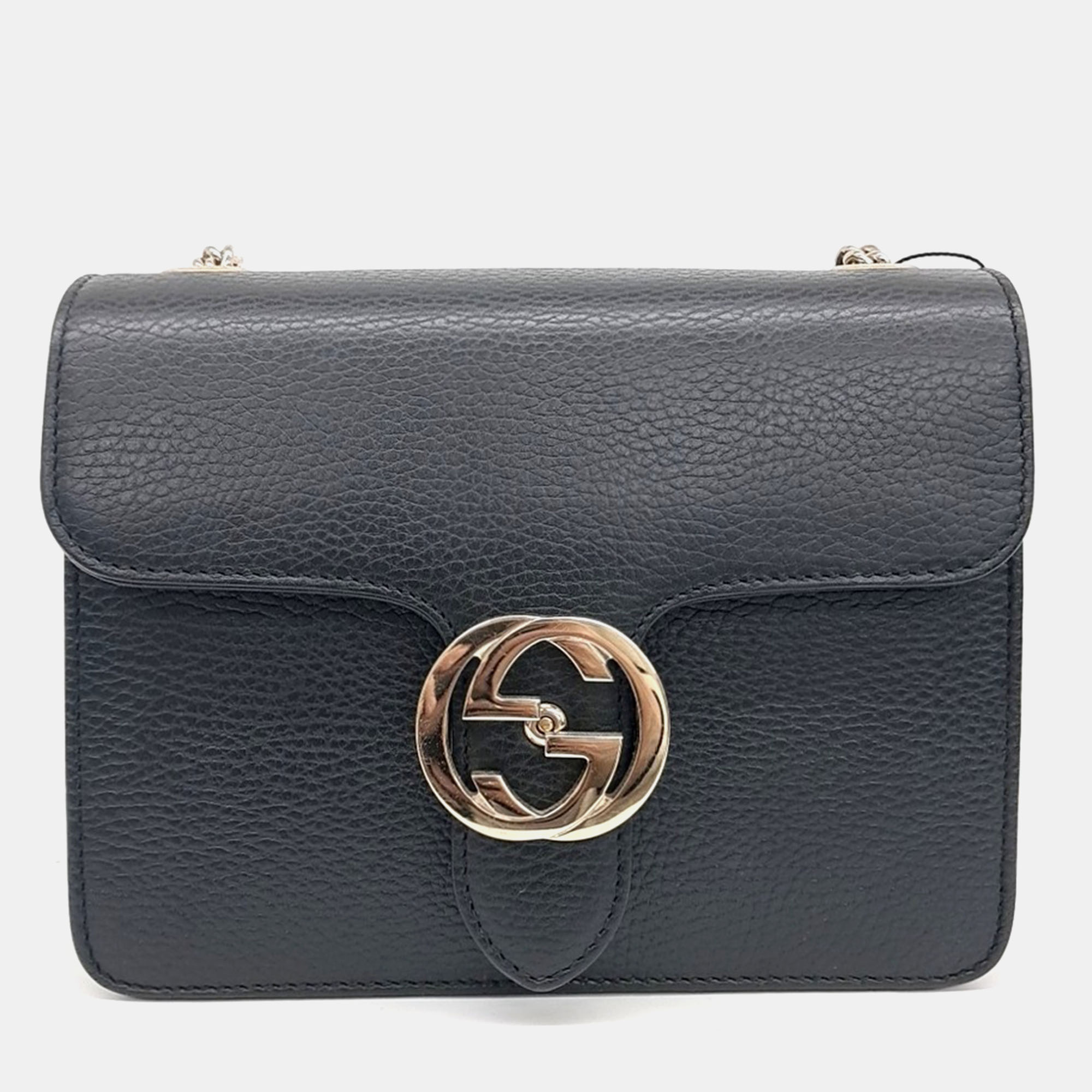 

Gucci Grey Leather Interlocking GG Crossbody Bag