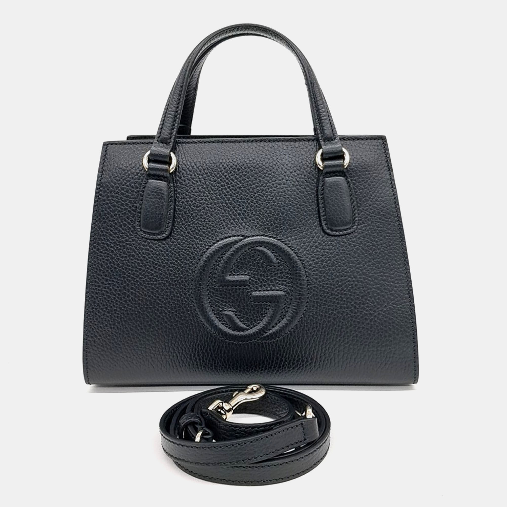 

Gucci Black Leather Soho top handle bag