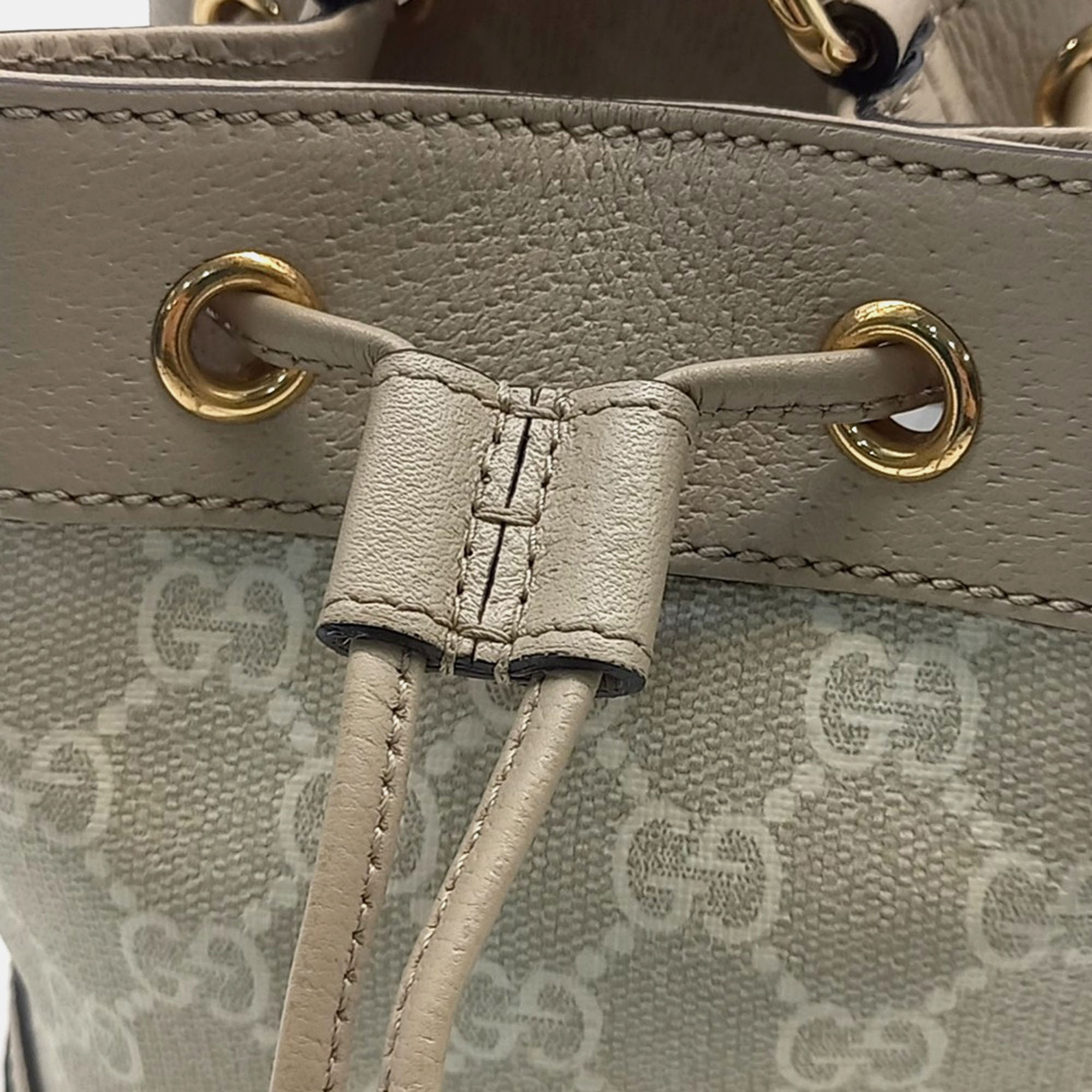 Gucci Beige Leather and PVC Ophidia mini bucket bag 