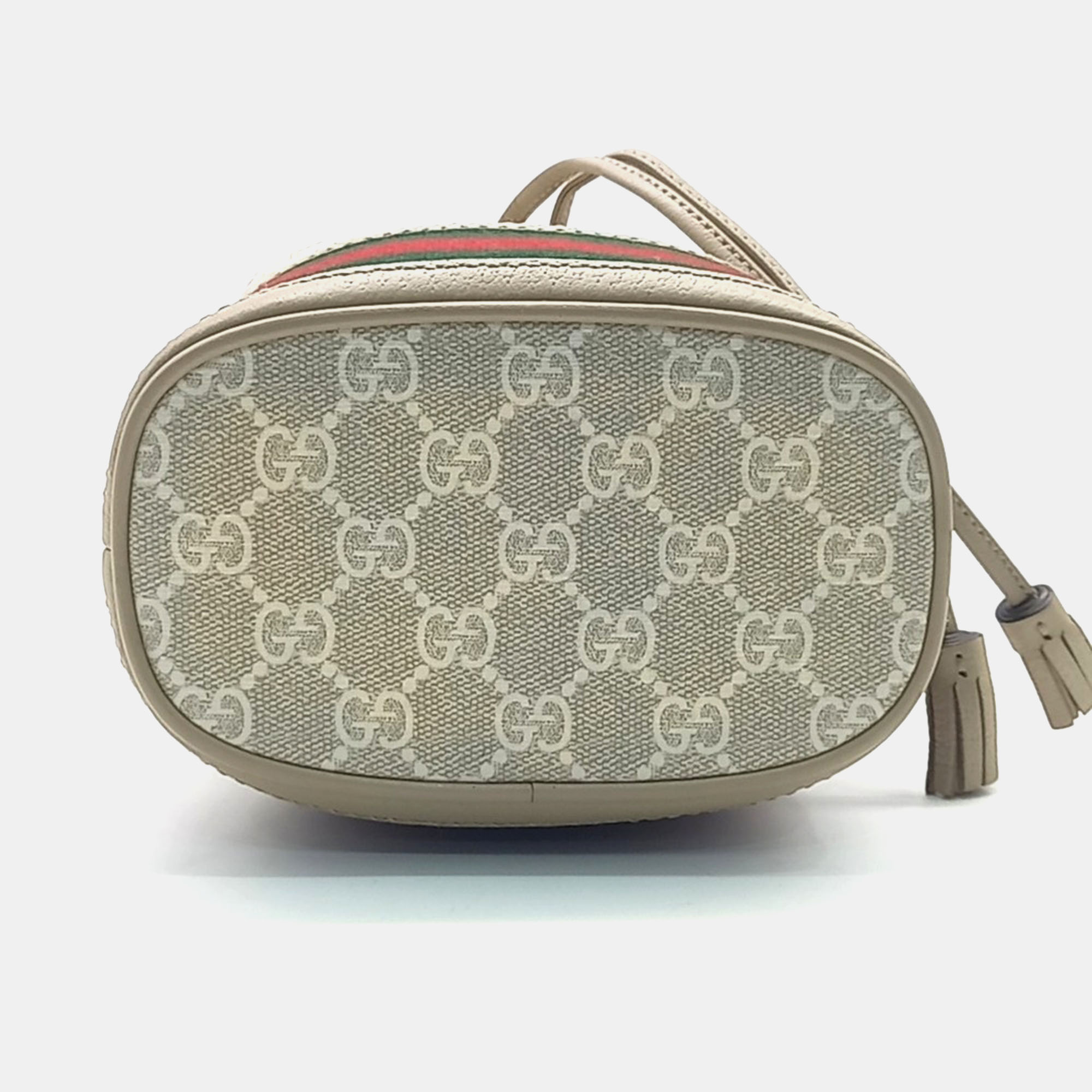 Gucci Beige Leather and PVC Ophidia mini bucket bag 