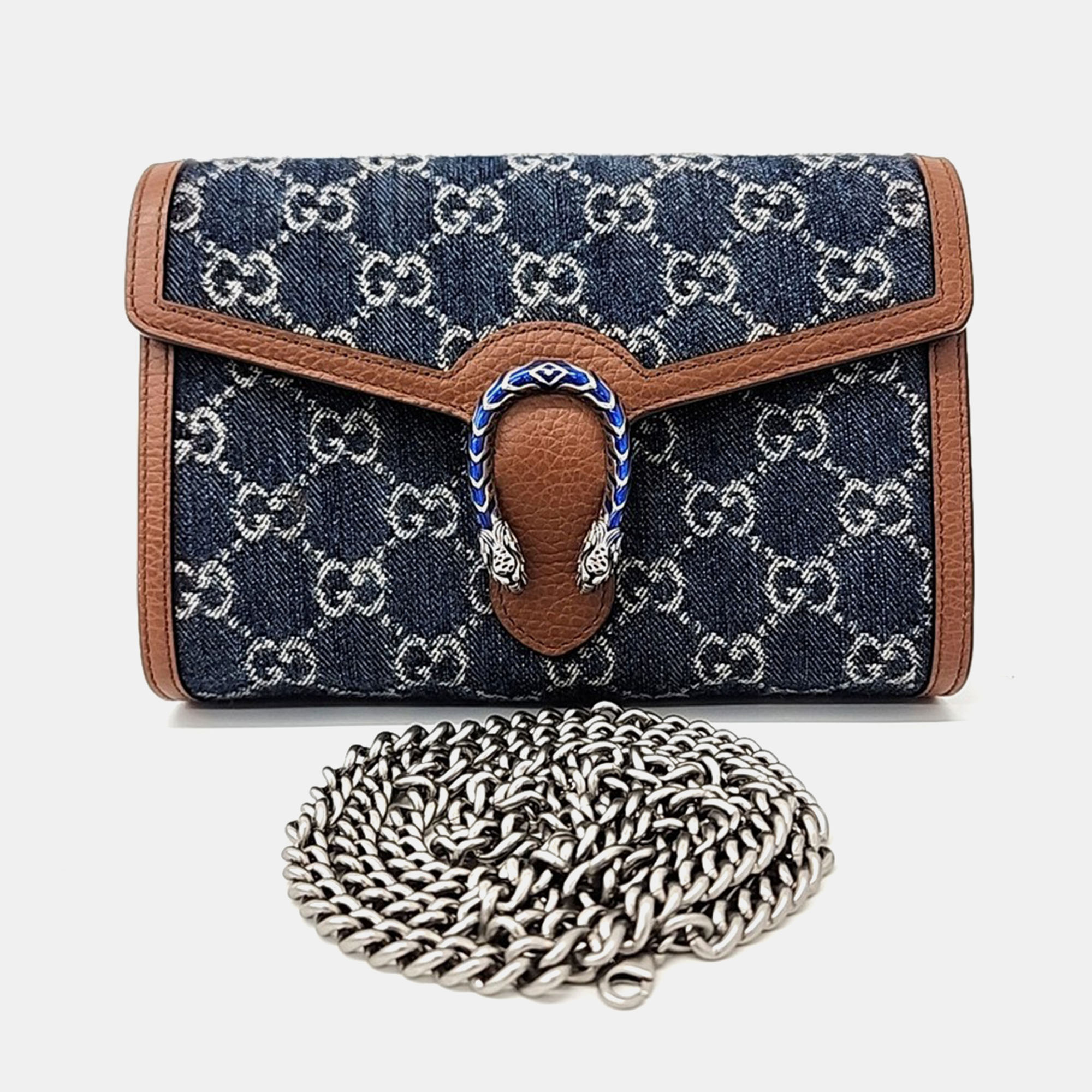 

Gucci Brown/Navy Blue Demin & Leather Dionysus Mini Crossbody Bag