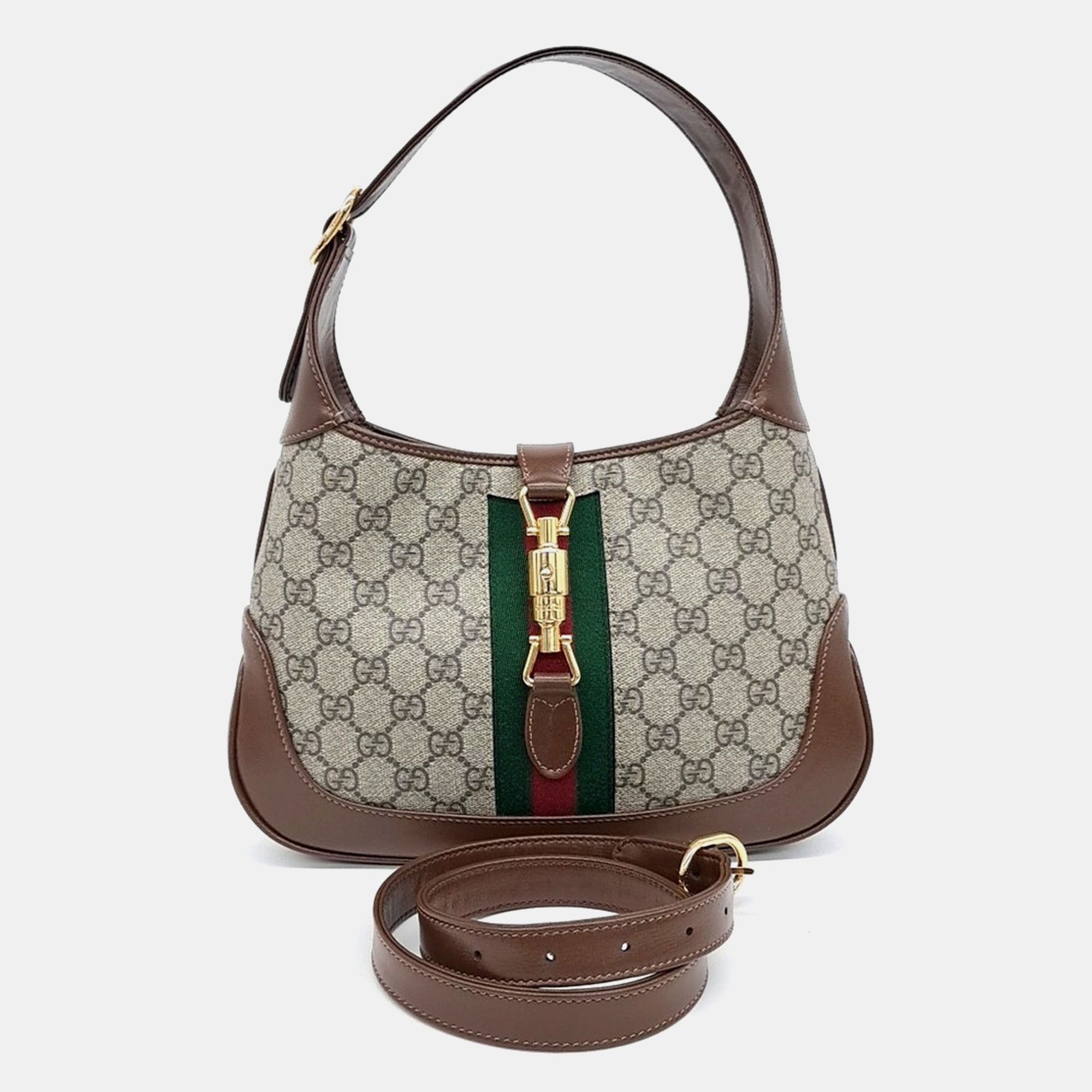 

Gucci Beige Brown Leather and PVC Gucci Beige Brown PVC Jackie 1961 Small Hobo Bag