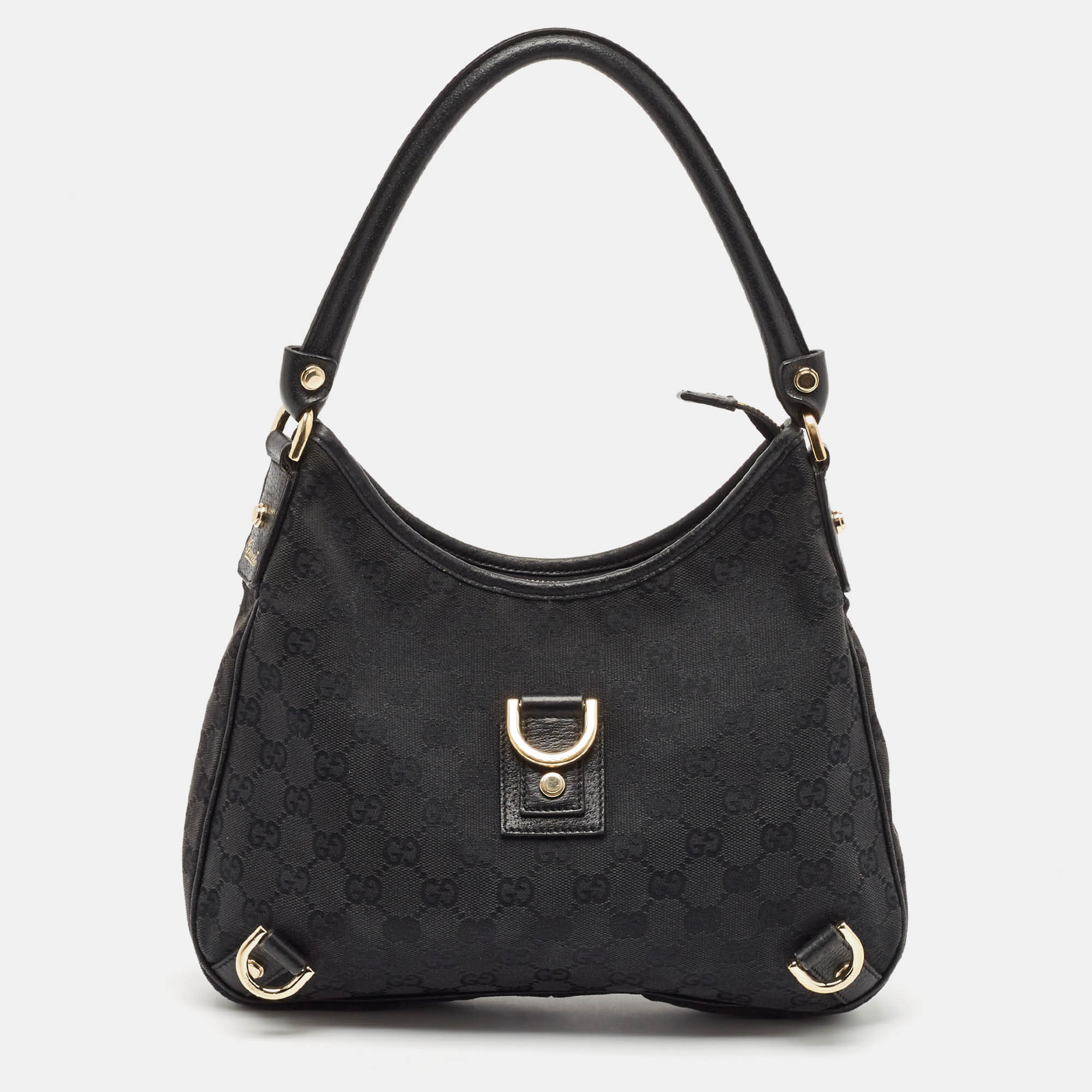 

Gucci Black GG Canvas and Leather Abbey D-Ring Hobo