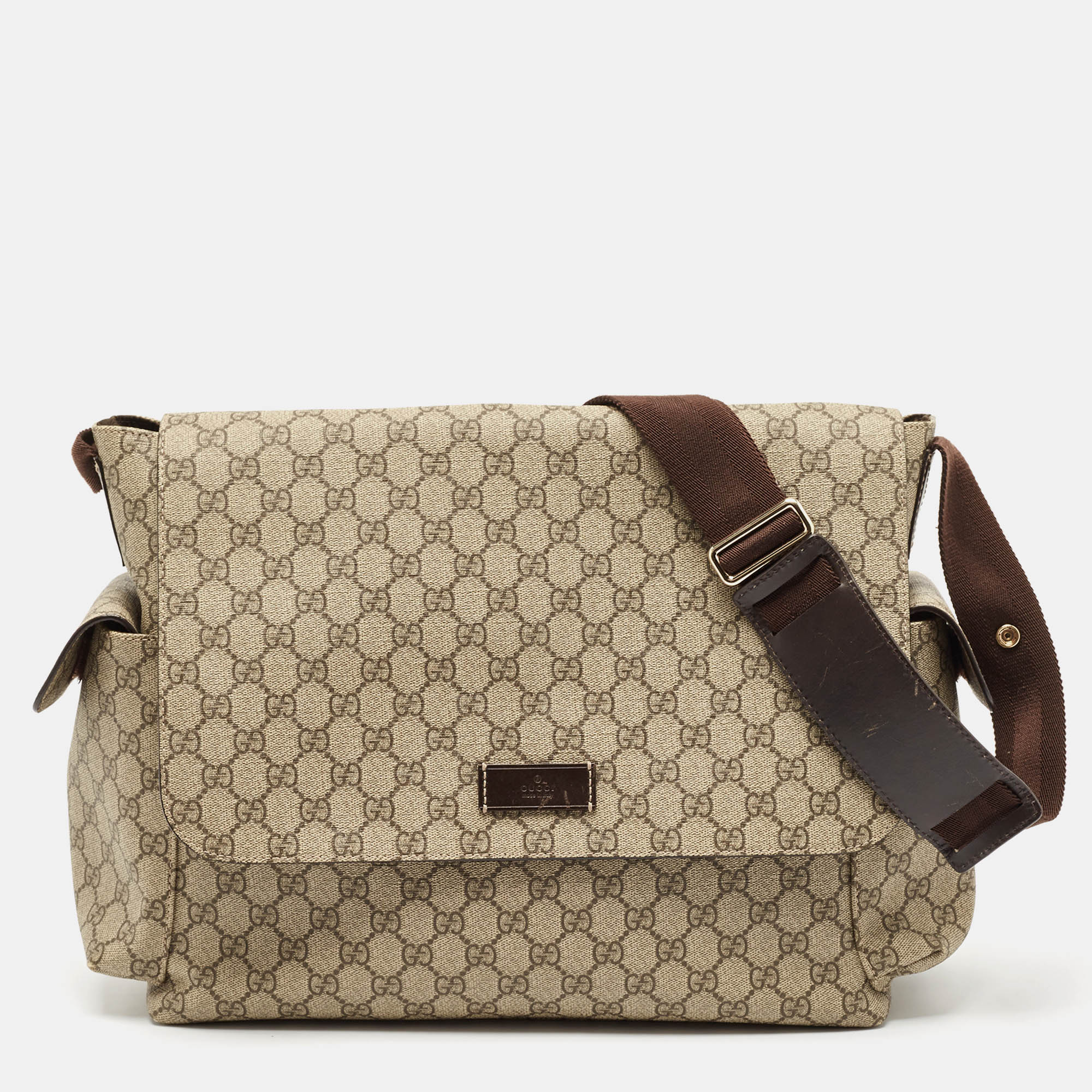 

Gucci Beige/Brown GG Supreme Canvas and Leather Diaper Messenger Bag