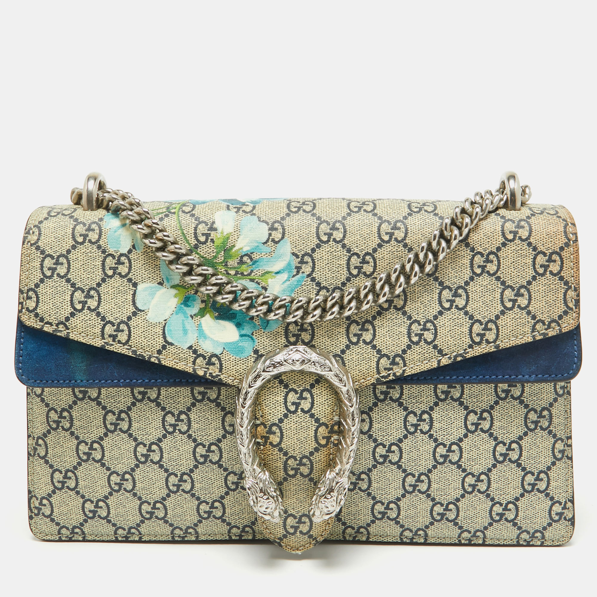 

Gucci Blue/Beige GG Supreme Canvas and Suede Small Blooms Dionysus Shoulder Bag