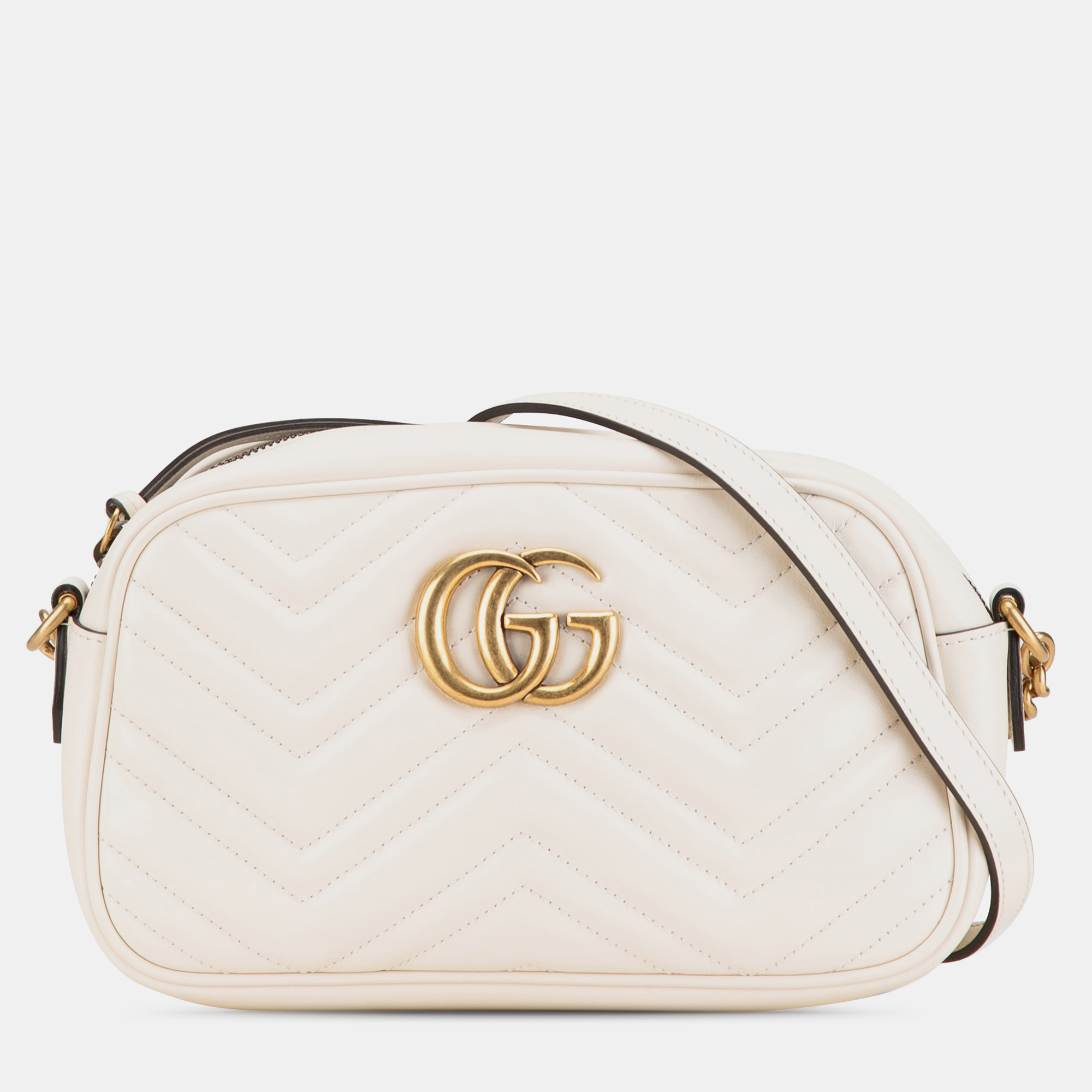 

Gucci White Small GG Marmont Matelasse Leather Crossbody Bag