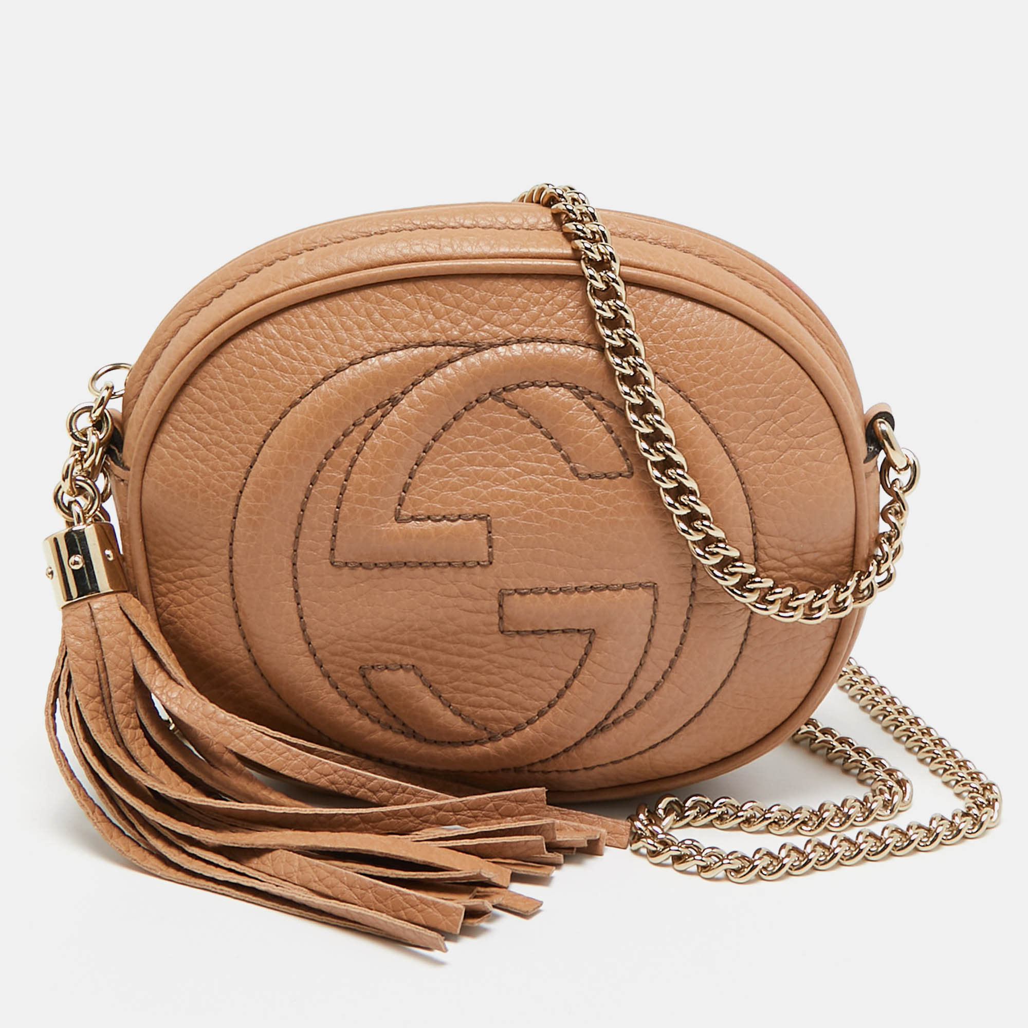 

Gucci Beige Leather Mini Soho Disco Chain Crossbody Bag