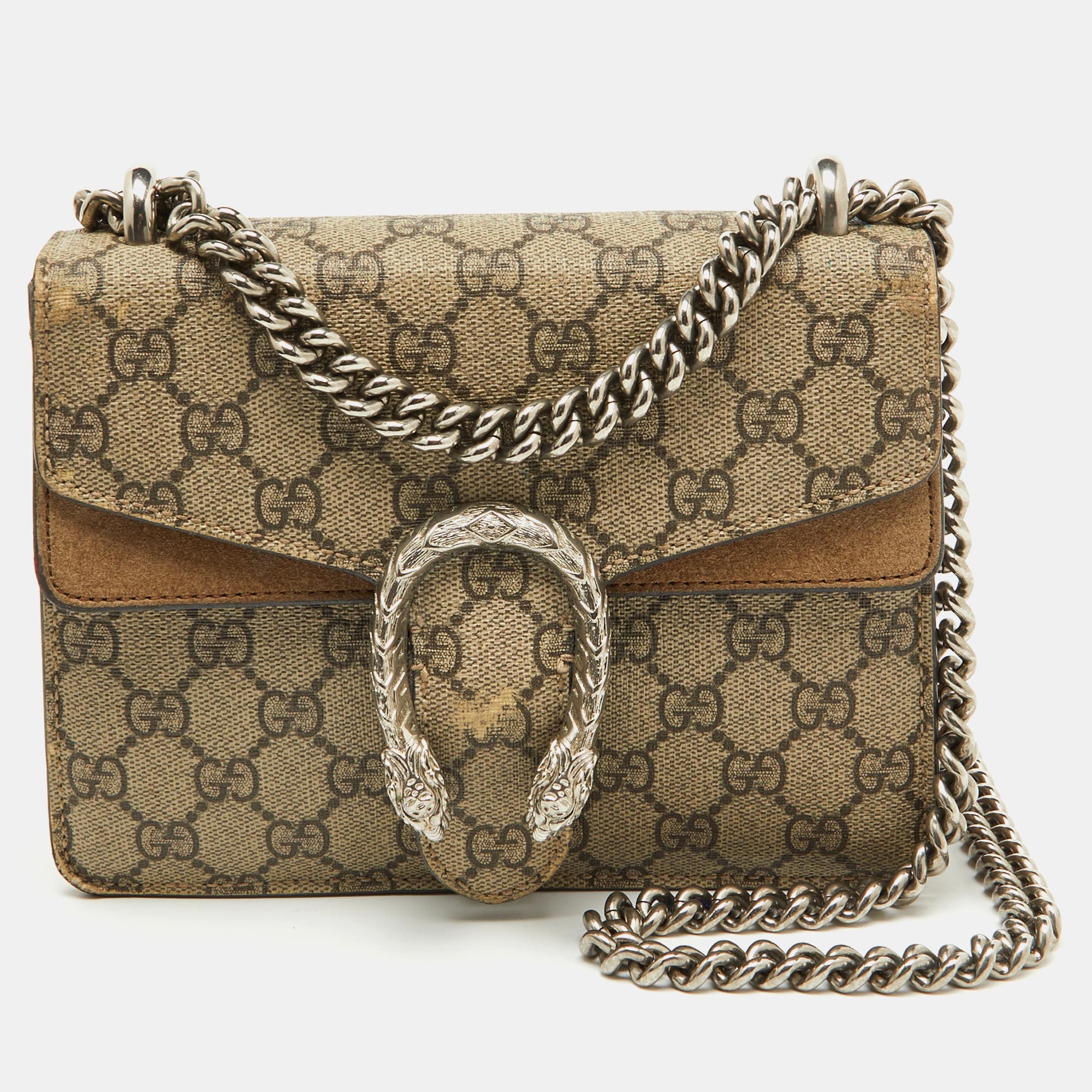 

Gucci Beige GG Supreme Canvas and Suede Mini Dionysus Shoulder Bag