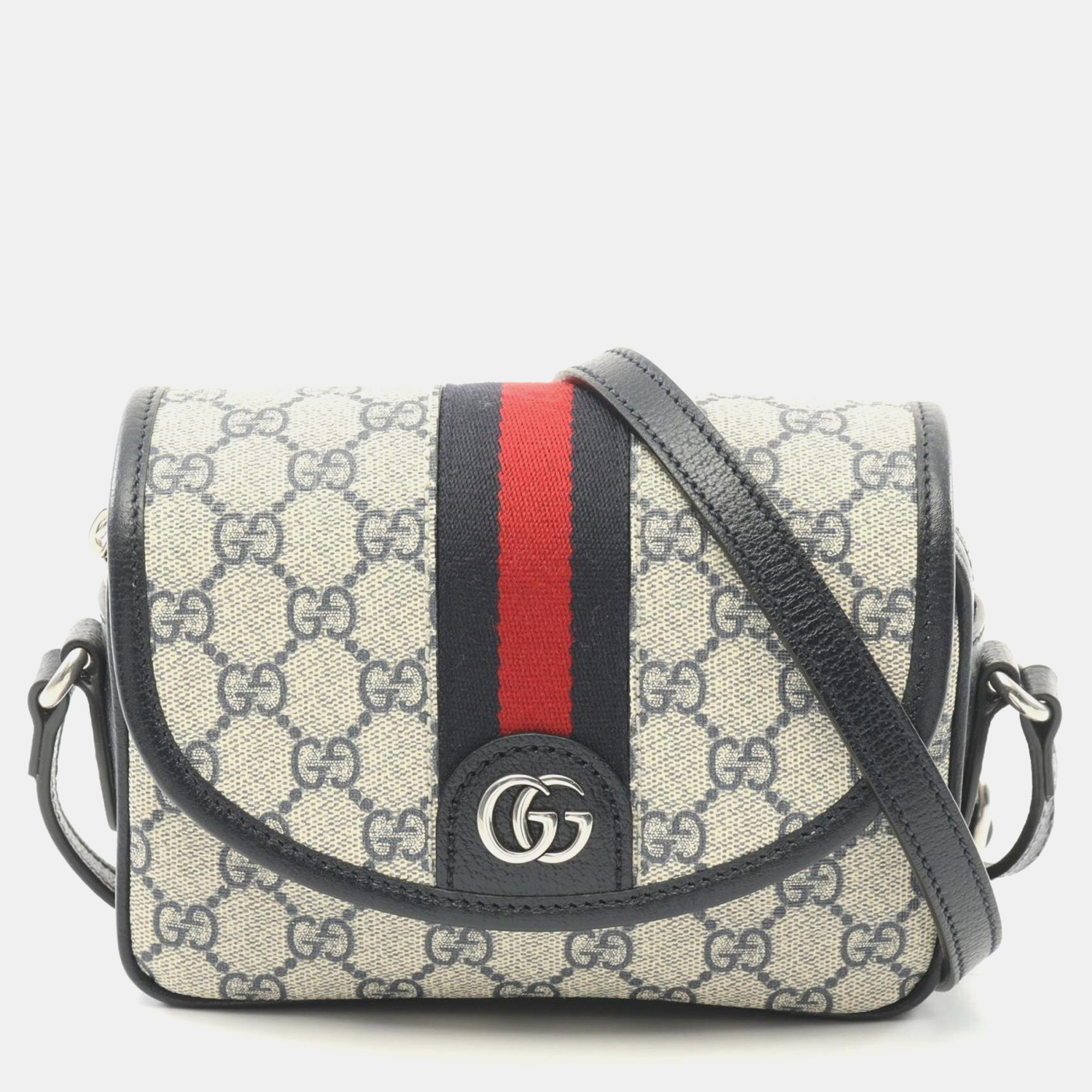 

Gucci Beige/Navy/Red Coated Canvas Leather Ophidia GG Supreme Sherry Shoulder Bag