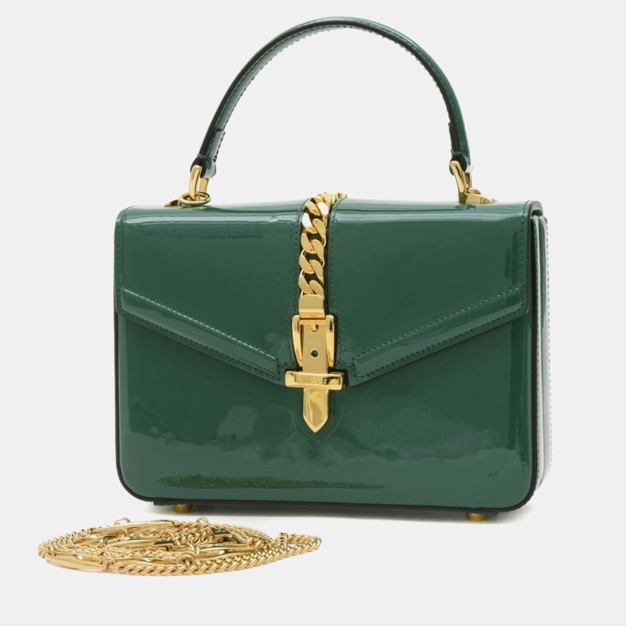 

Gucci Green Patent Leather 1969 Sylvie Chain Shoulder Bag