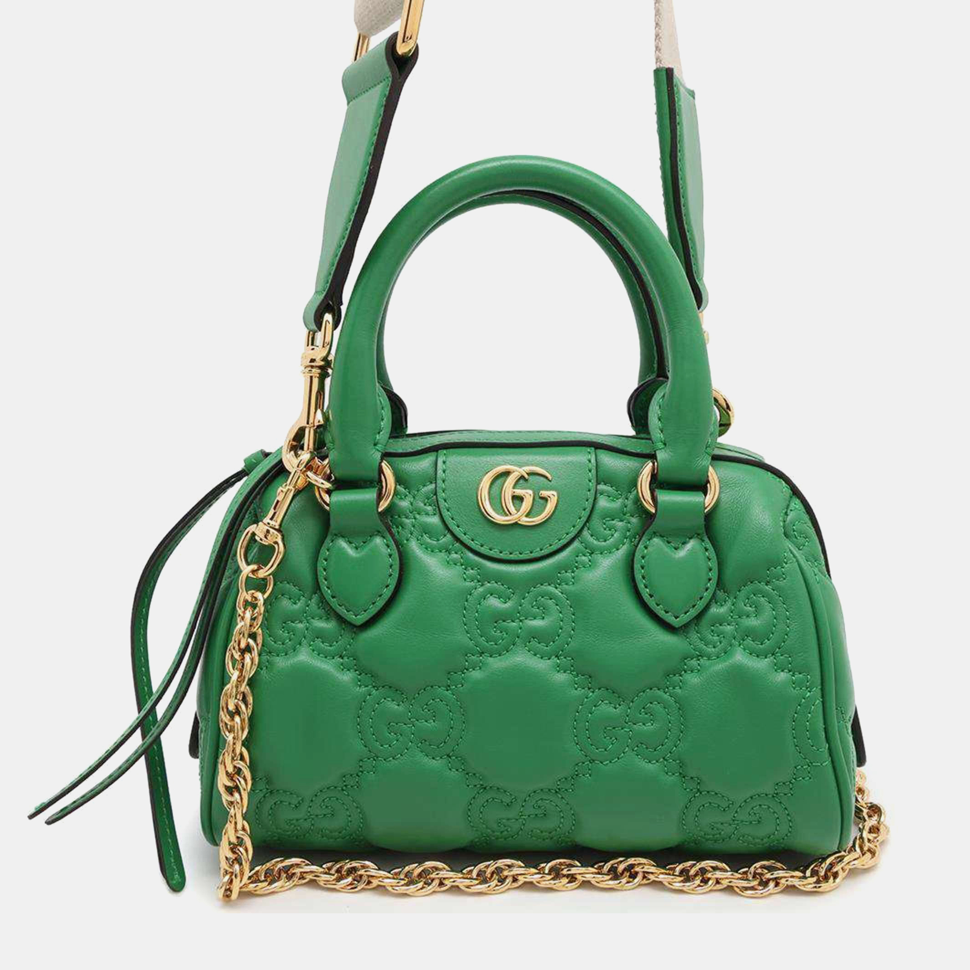 

Gucci Green Leather GG Boston Shoulder Bag