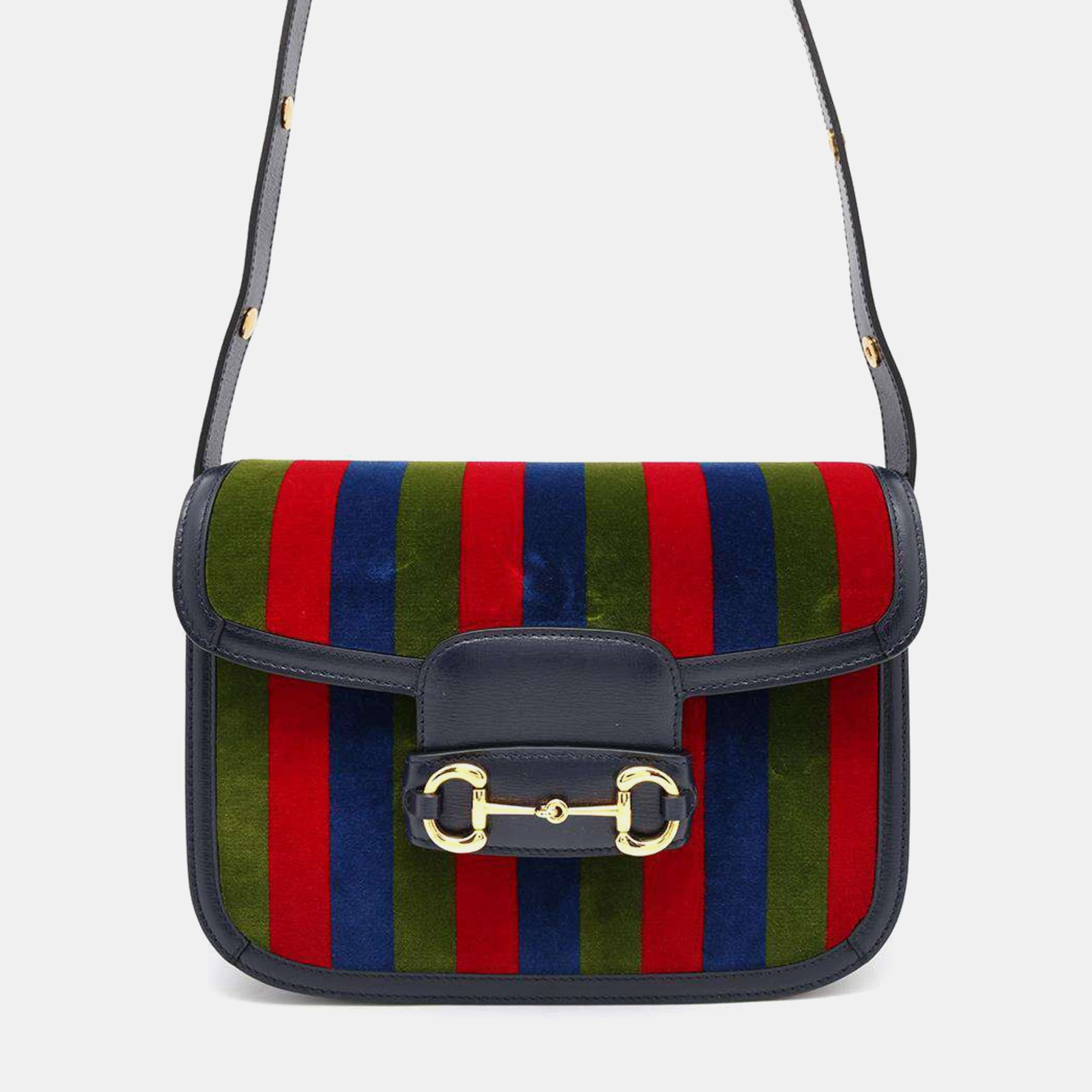 

Gucci Multi-color, Navy Suede 1955 Horsebit Shoulder Bag, Multicolor