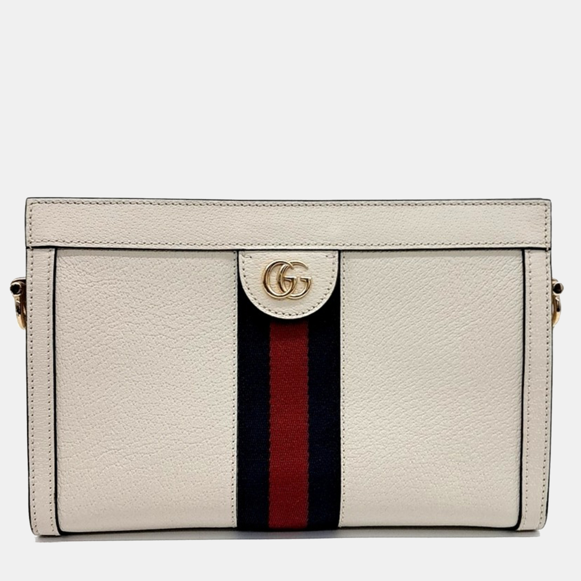 

Gucci White Leather Ophidia GG shoulder bag