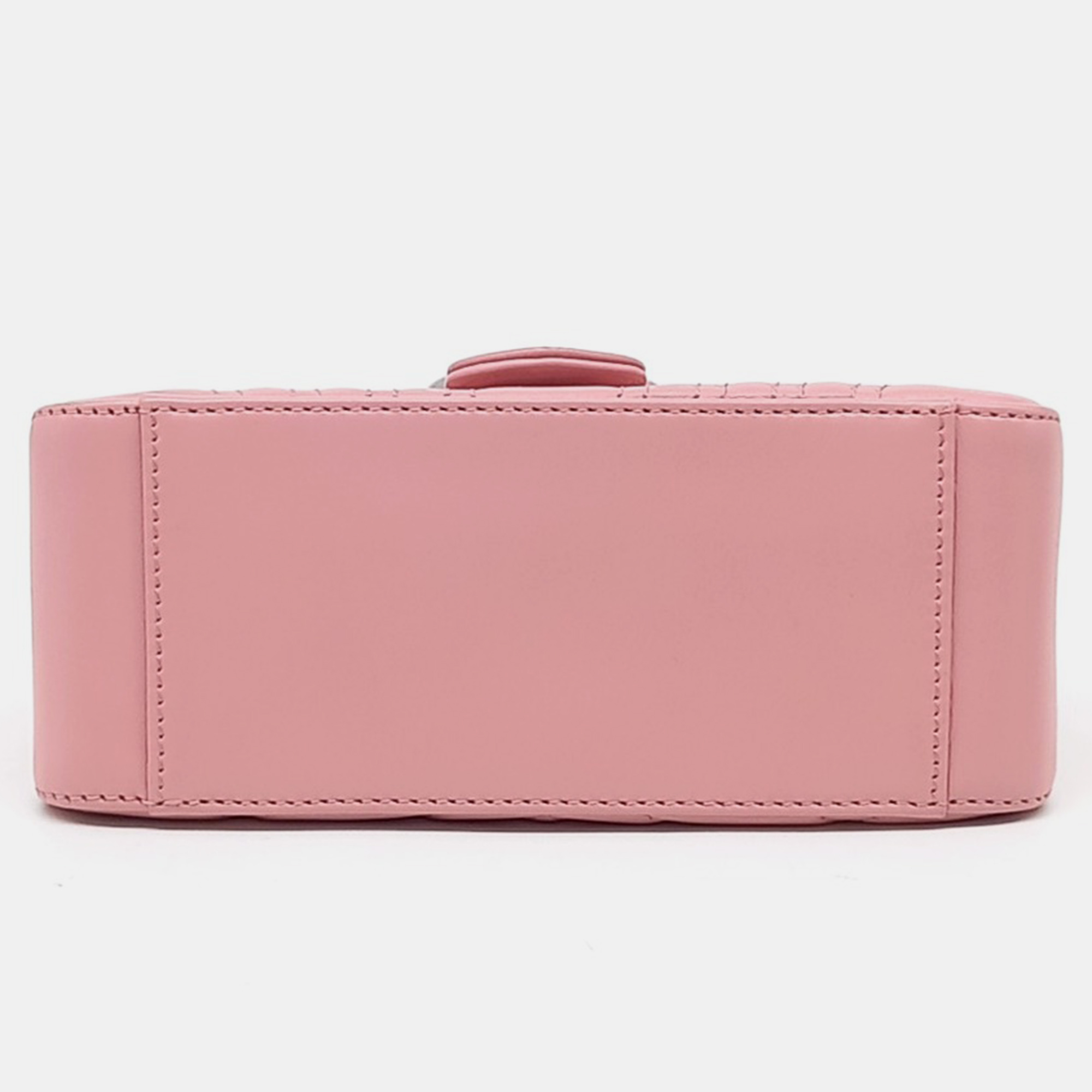 Gucci Pink Leather Marmont Mini Top Handle Shoulder Bag 